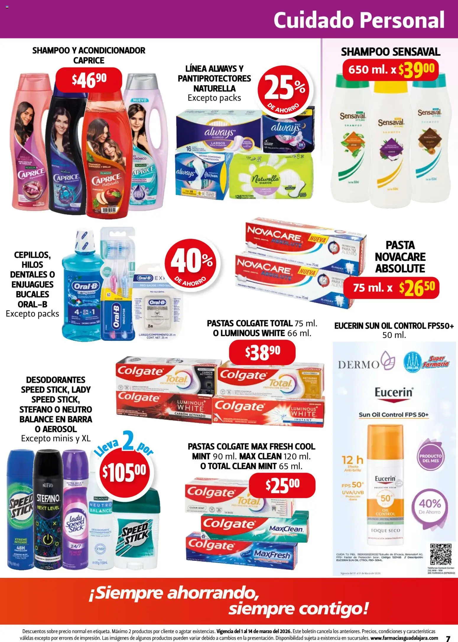 Nuevas ofertas de Farmacia Guadalajara válidas en toda la República Mexicana desde el 01/03/2026. ¡Encuentra las mejores ofertas en Farmacia Guadalajara catálogo! | Página: 7 | Productos: Pasta, Barra, Acondicionador, Sobre