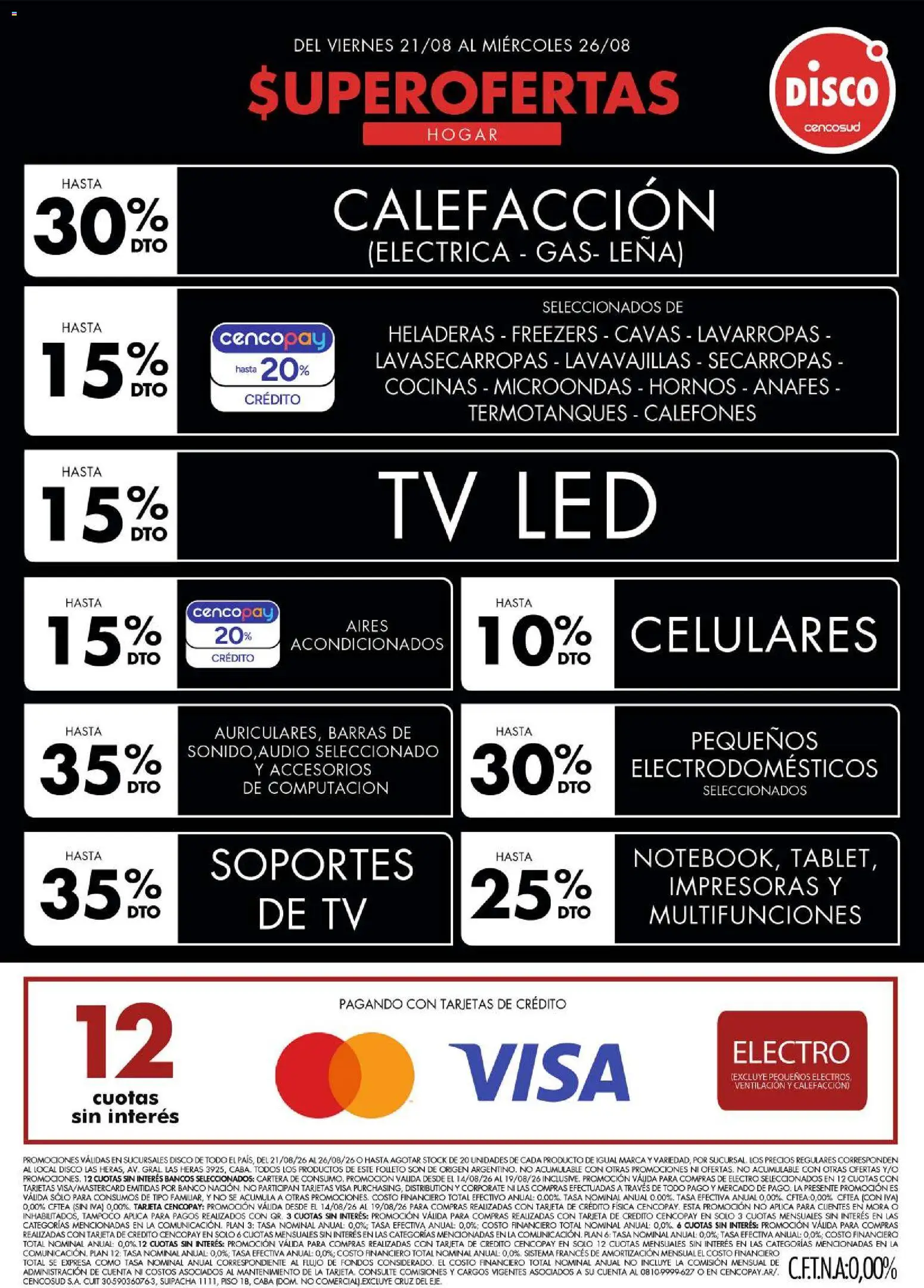 Disco - Ofertas | Electro, T. Libre y más │ válido desde el 20/08/2026 | Página: 1 | Productos: Cartera, Disco, Microondas, Leña
