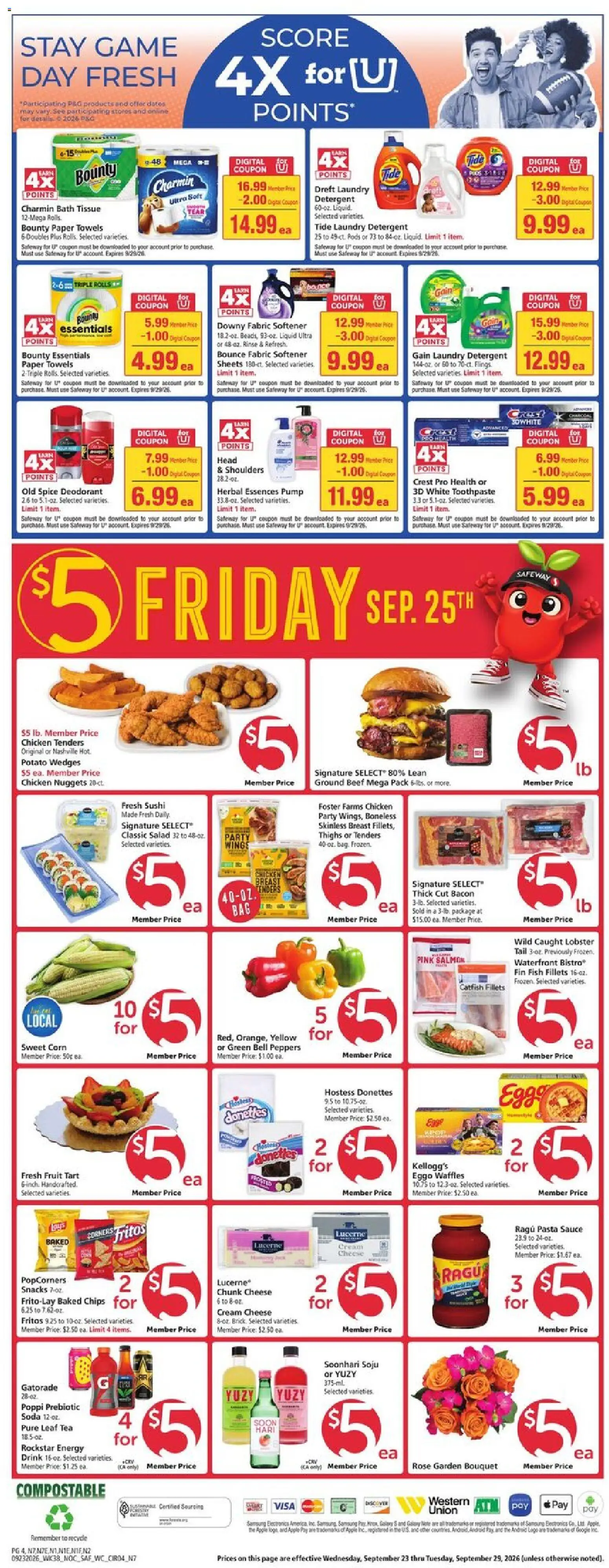 Safeway Weekly Ad - valid from 09/23/2026 | Page: 4 | Products: Pump, Pasta, Cream, Salmon