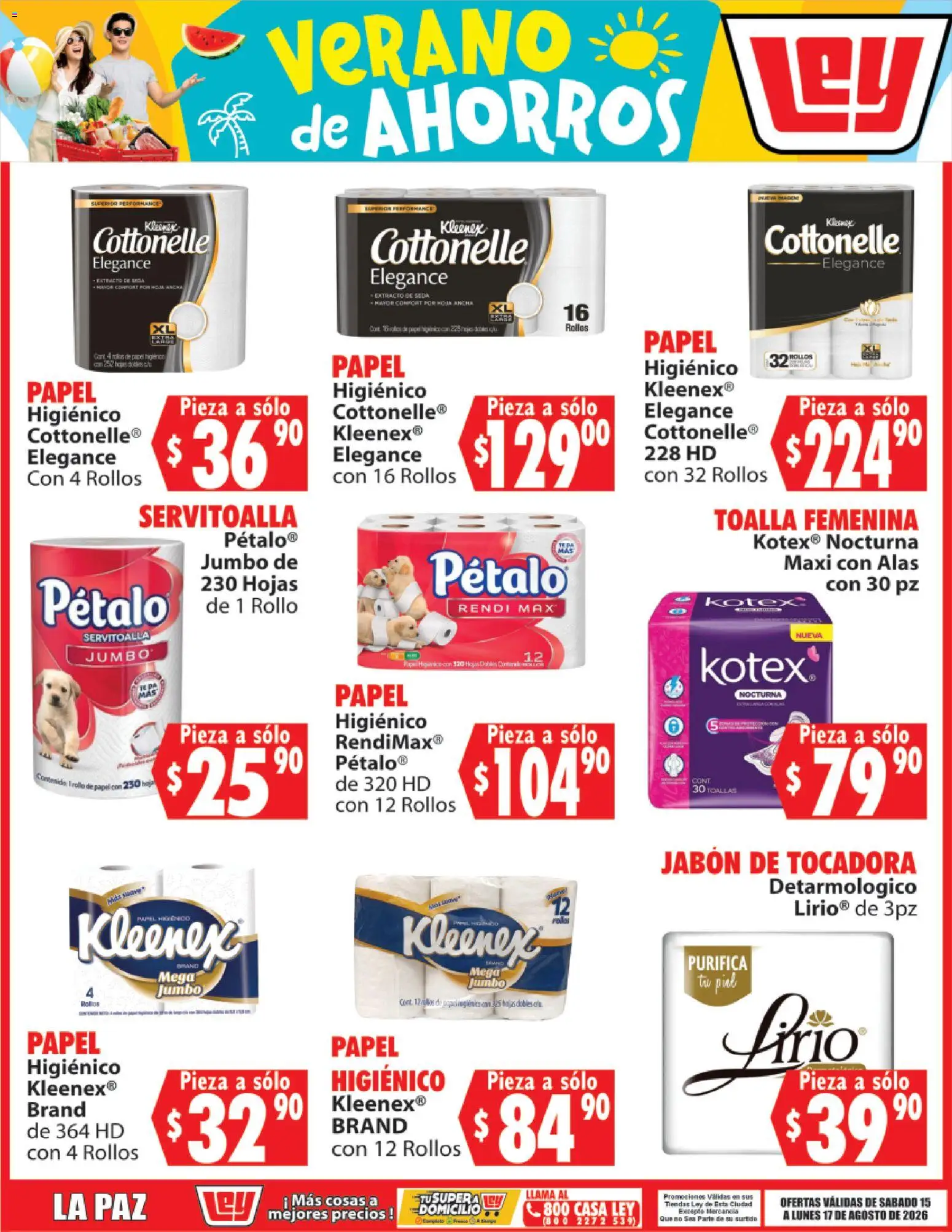 Nuevas ofertas de Casa Ley válidas en toda la República Mexicana desde el 15/08/2026. ¡Encuentra las mejores ofertas en Casa Ley folleto Verano de ahorros! | Página: 6 | Productos: Toalla, Papel higiénico, Toallas, Jabón