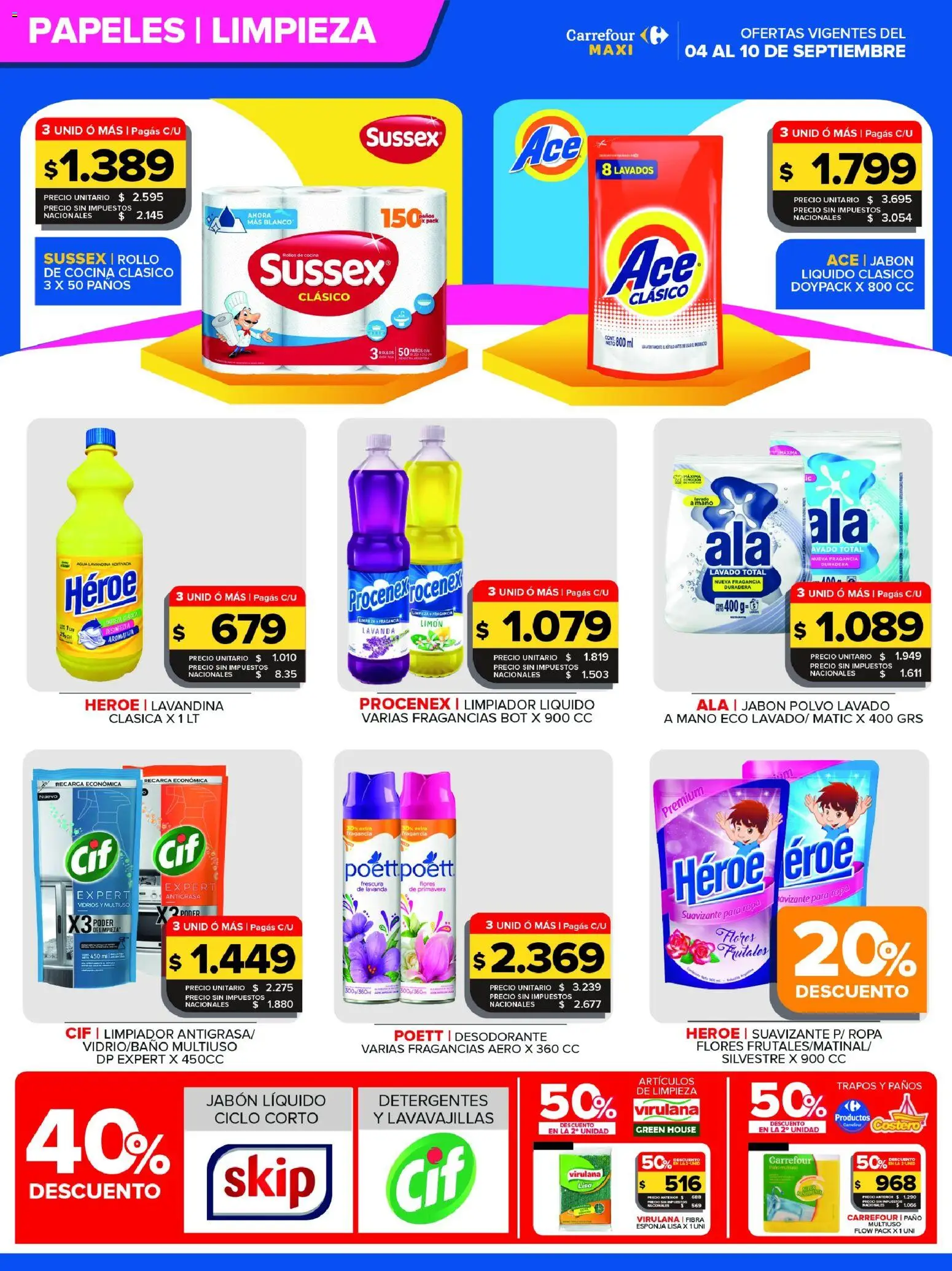 Carrefour Maxi catálogo │ válido desde el 04/09/2026 | Página: 4 | Productos: Lavavajillas, Fragancia, Agua, Suavizante