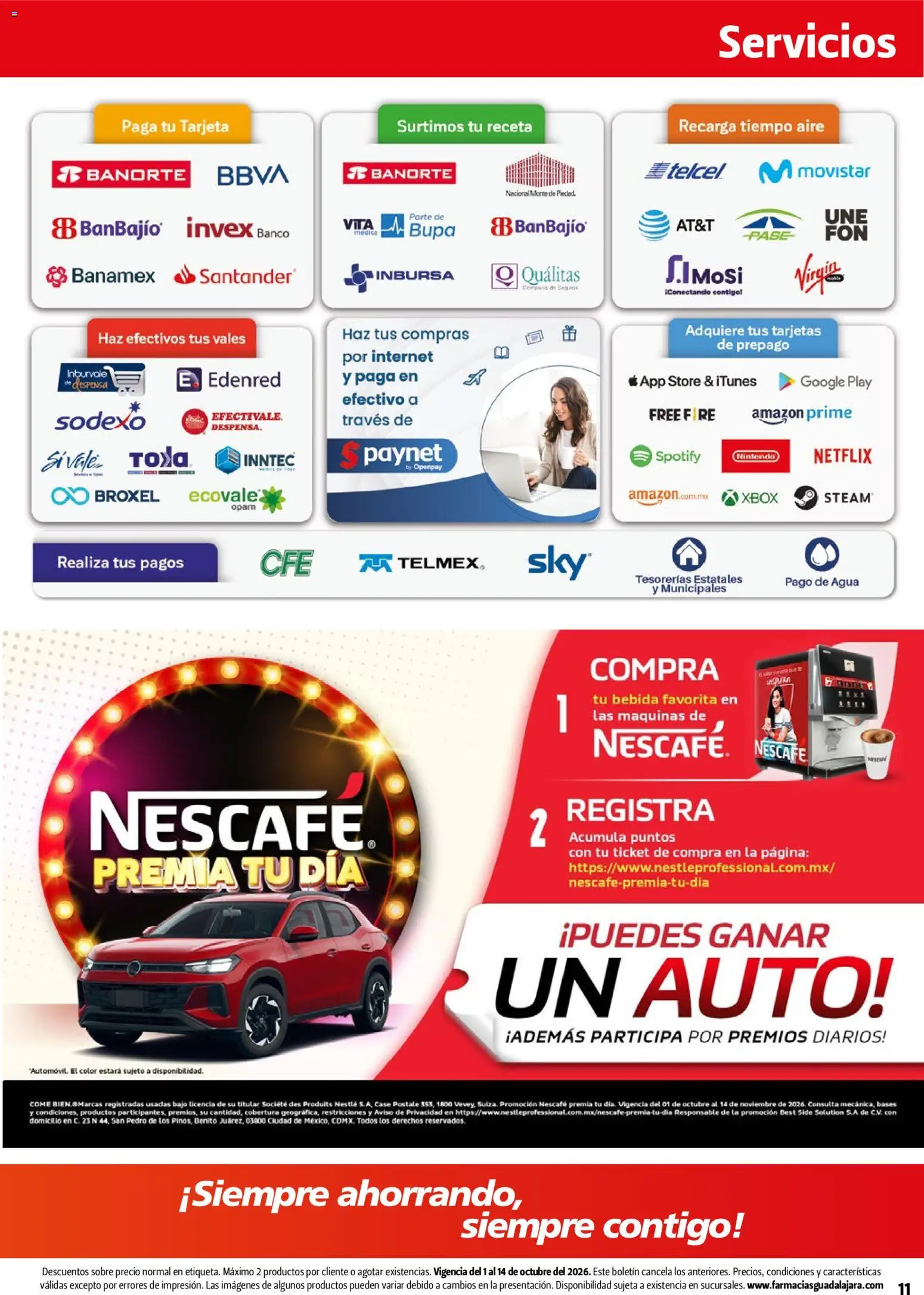 Nuevas ofertas de Farmacia Guadalajara válidas en toda la República Mexicana desde el 01/10/2026. ¡Encuentra las mejores ofertas en Farmacia Guadalajara catálogo! | Página: 11 | Productos: Agua, Banco, Sobre, Xbox