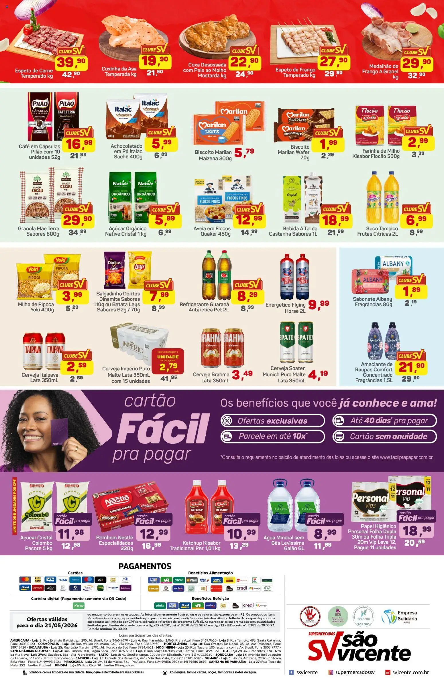Supermercados São Vicente Folheto - válido de 21.05.2026 | Página: 2 | Produtos: Cerveja, Sabonete, Potes, Bombom