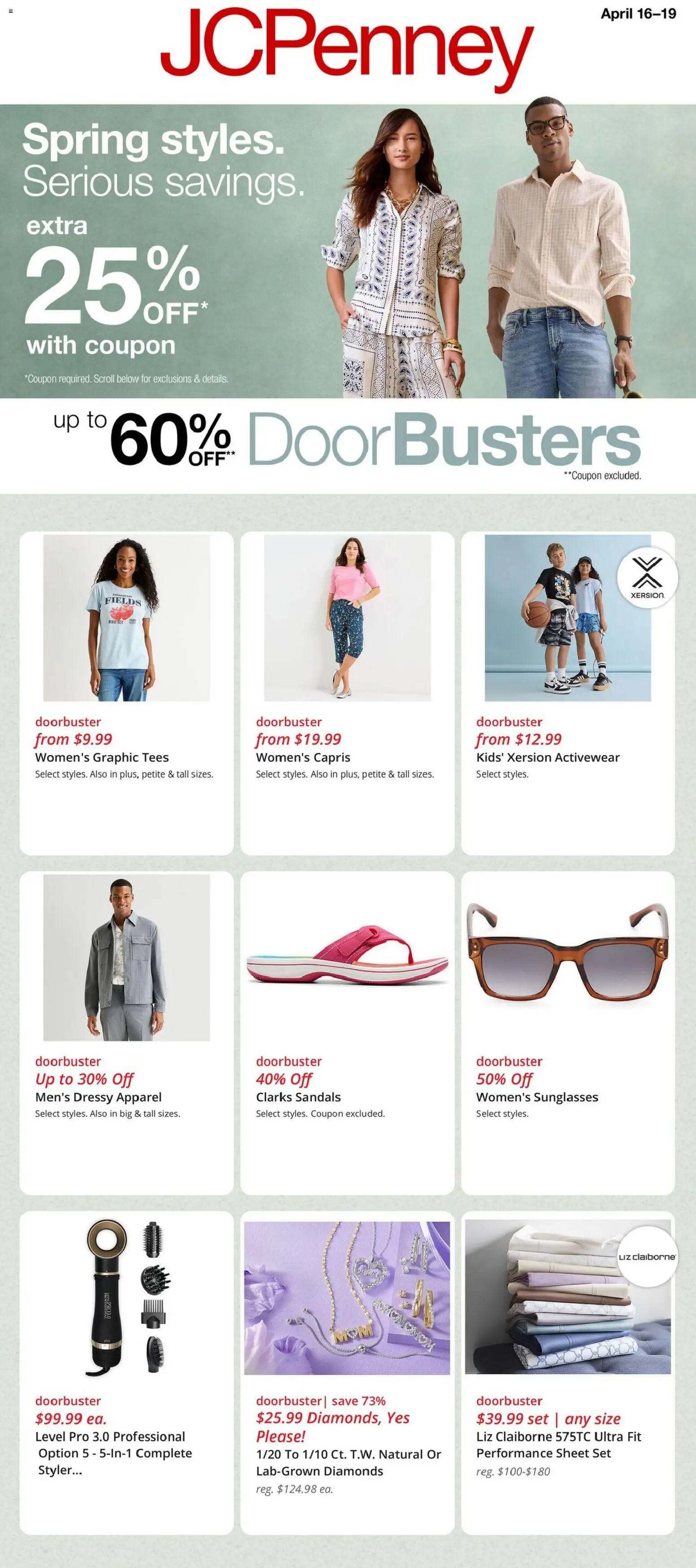 JCPenney Weekly Ad - valid from 16.04.2026 | Page: 1 | Products: Sandals, Sheet