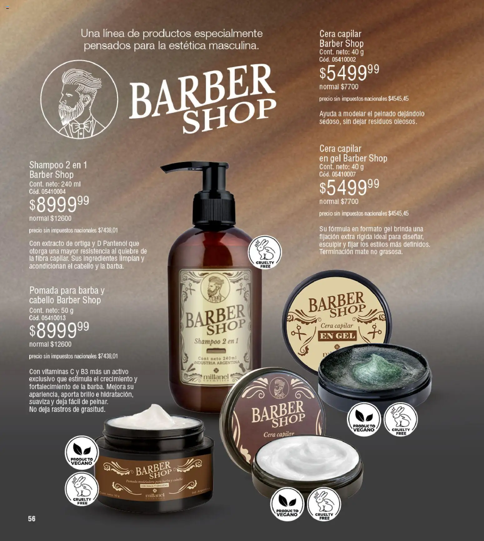Millanel - Catálogo │ válido desde el 30/03/2026 | Página: 56 | Productos: Pomada, Shampoo, Brillo, Cera