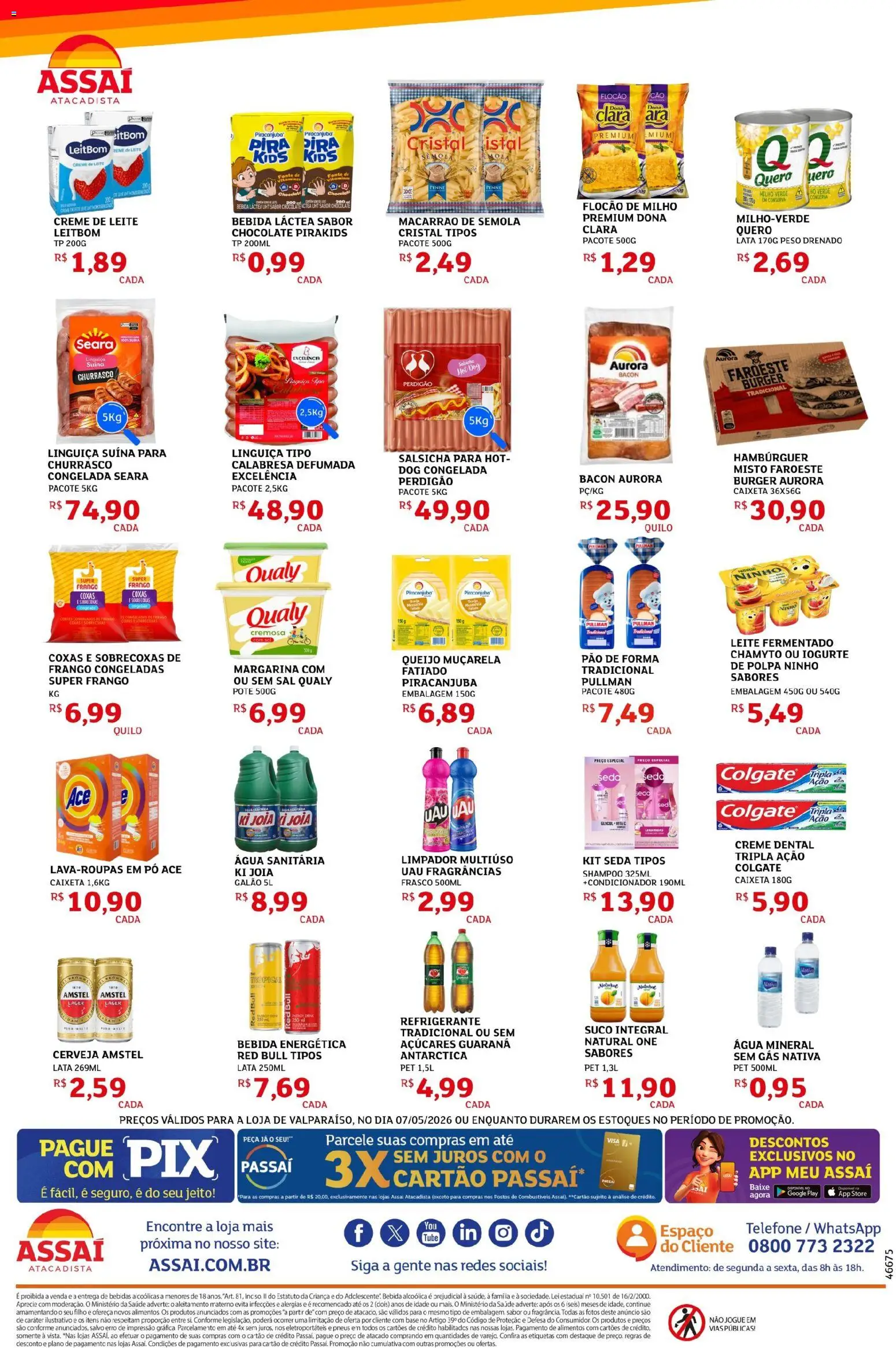 Assaí Atacadista Folheto - válido de 07.05.2026 | Página: 2 | Produtos: Iogurte, Pão, Creme de leite, Sal