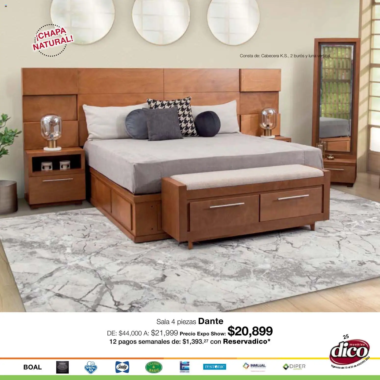 Nuevas ofertas de Muebles Dico válidas en toda la República Mexicana desde el 13/08/2026. ¡Encuentra las mejores ofertas en Muebles Dico catálogo Expo Show! | Página: 25 | Productos: Cabecera, Chapa