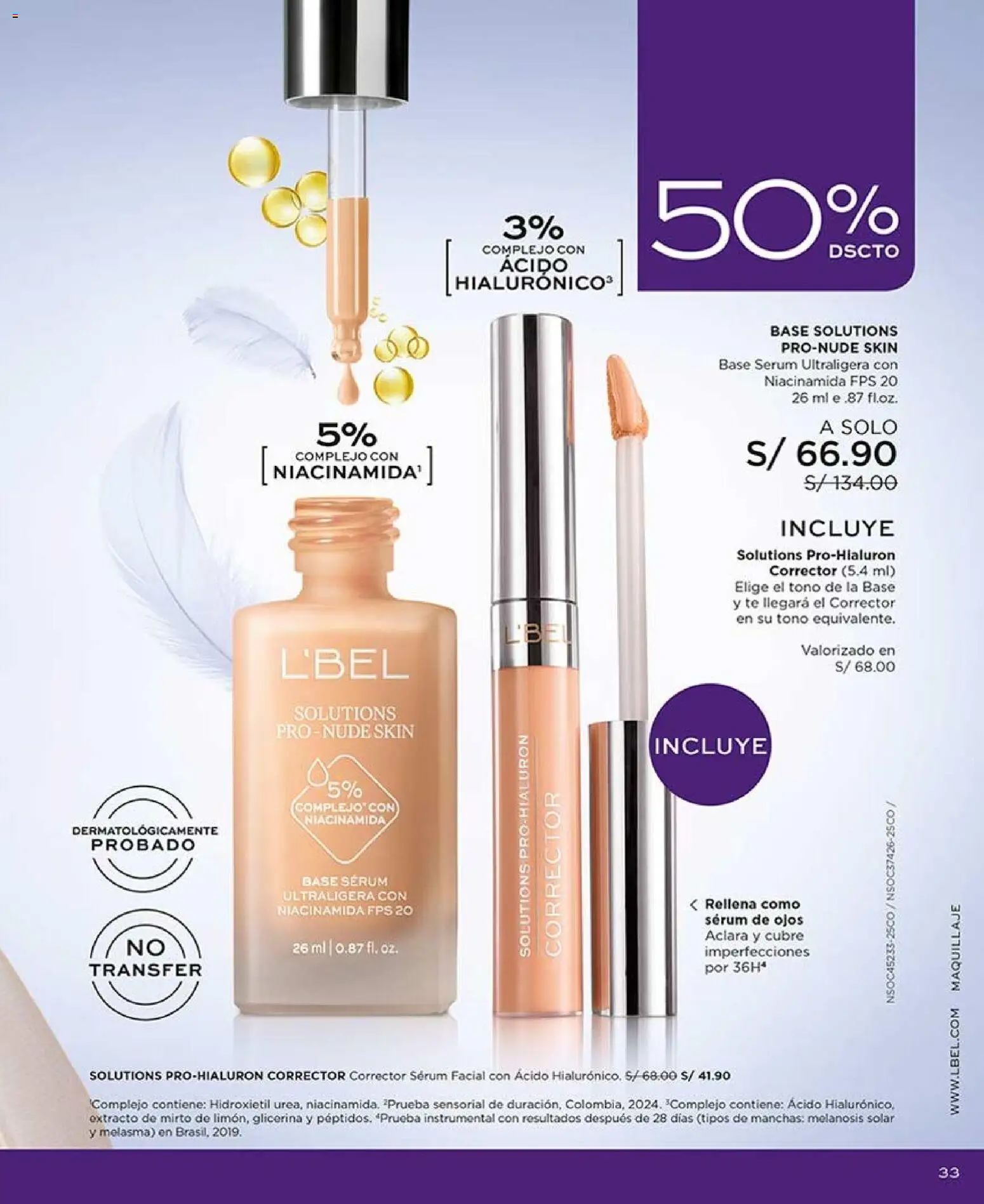 Catálogo L'Bel válido desde 20/06/2026 | Página: 33 | Productos: Té, Maquillaje, Corrector