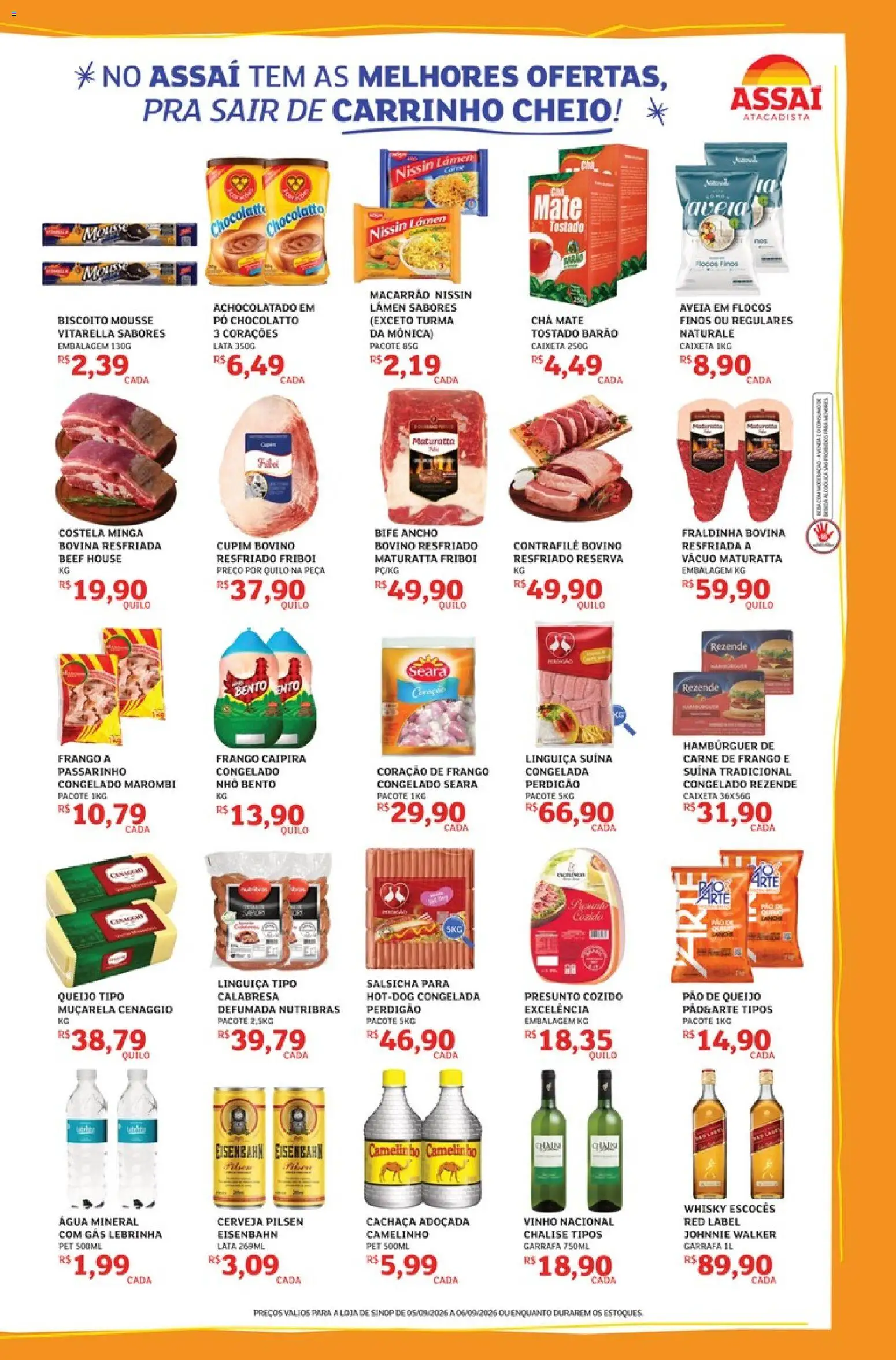 Assaí Atacadista Folheto - válido de 05/09/2026 | Página: 3 | Produtos: Chá mate, Linguiça, Vinho, Hambúrguer