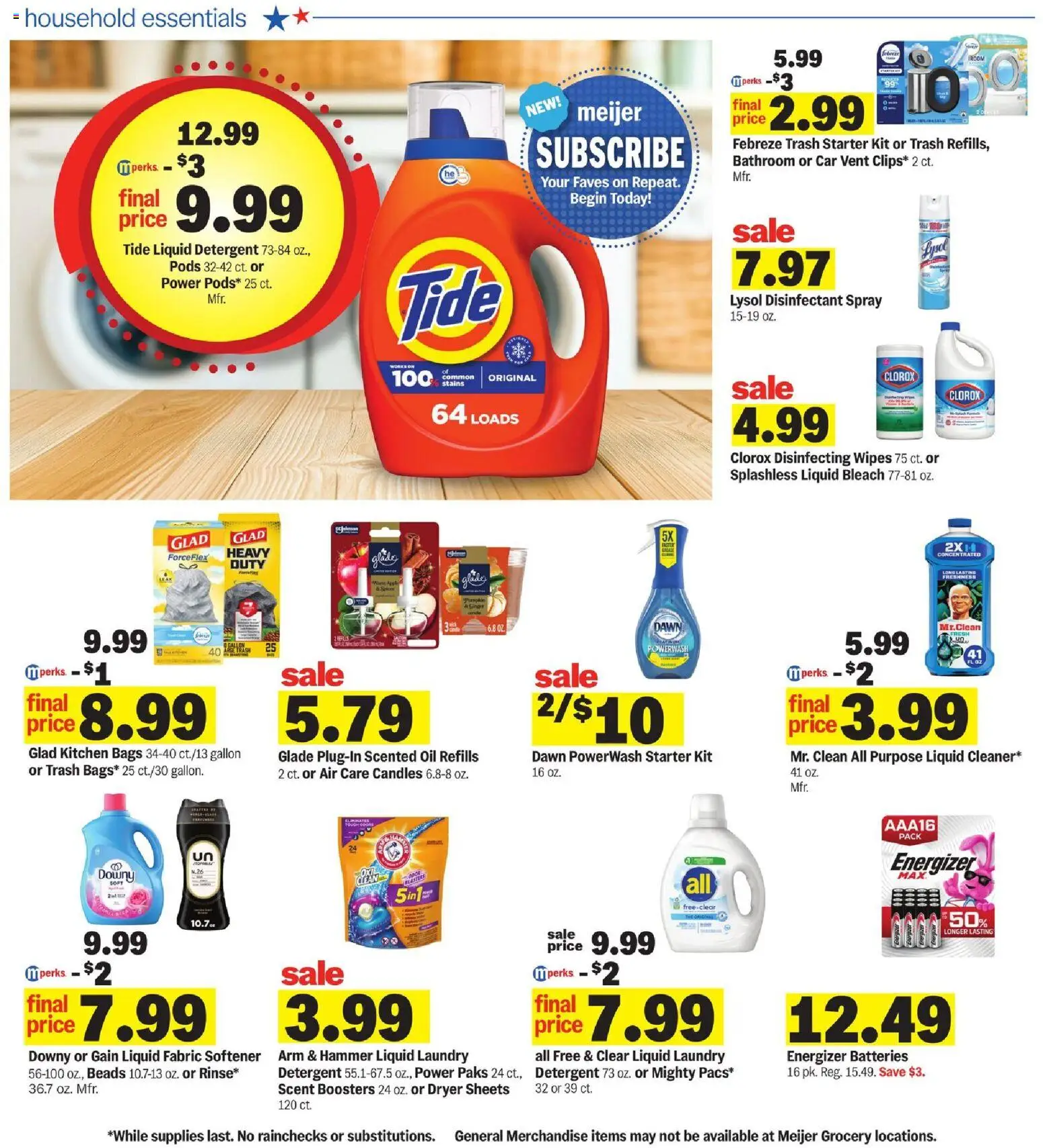 Meijer Weekly Ad - valid from 08/19/2026 | Page: 22 | Products: Hammer, Oil, Disinfecting wipes, Starter
