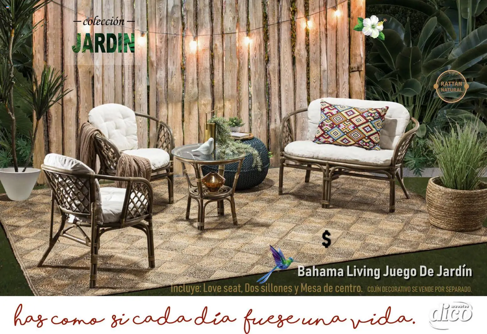 Nuevas ofertas de Muebles Dico válidas en toda la República Mexicana desde el 14.04.2026. ¡Encuentra las mejores ofertas en Muebles Dico catálogo Coleccion Jardin! | Página: 5 | Productos: Juego, Mesa