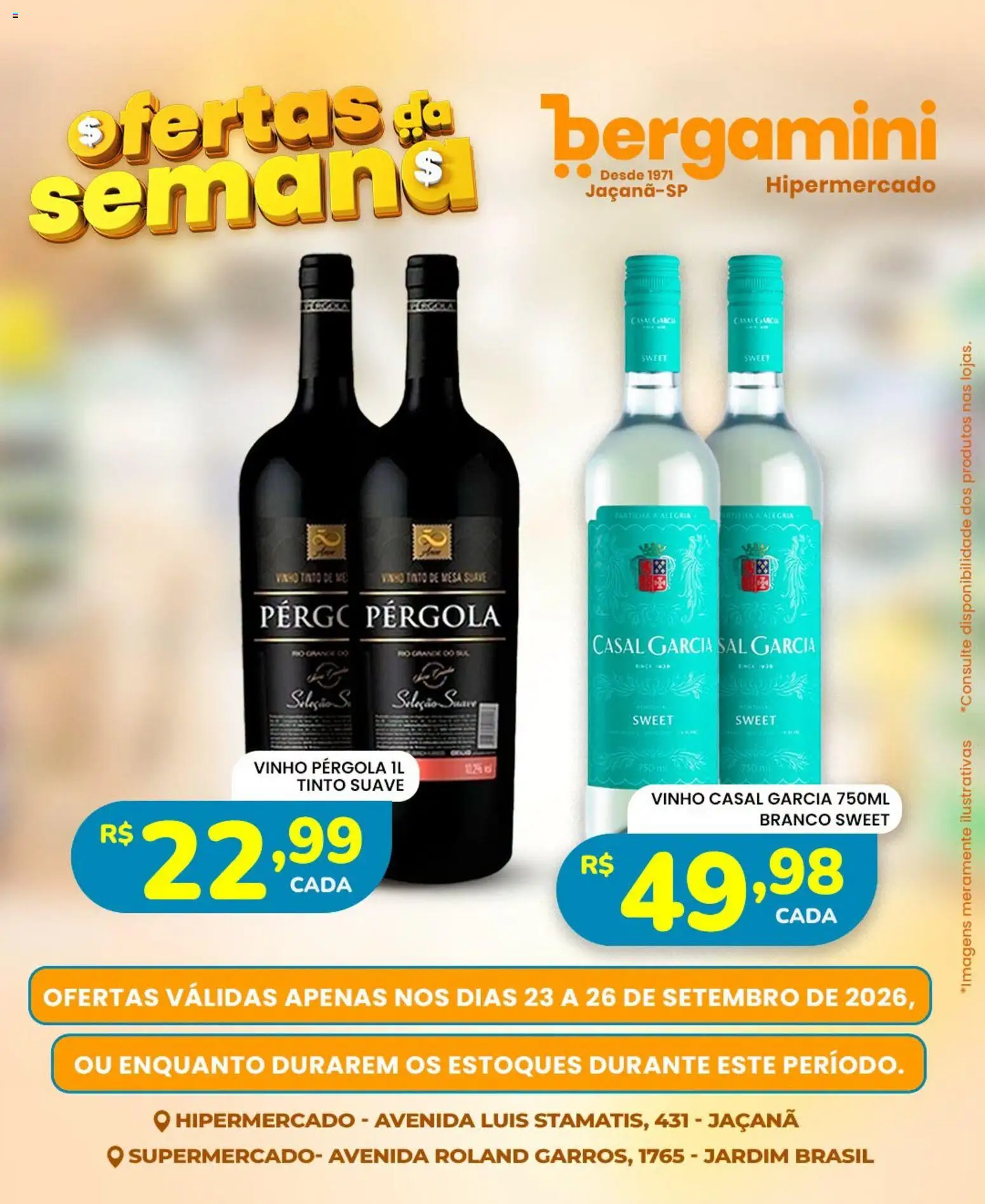 Supermercado Bergamini Folheto - válido de 23/09/2026 | Página: 19 | Produtos: Mesa, Vaso, Vinho, Sal