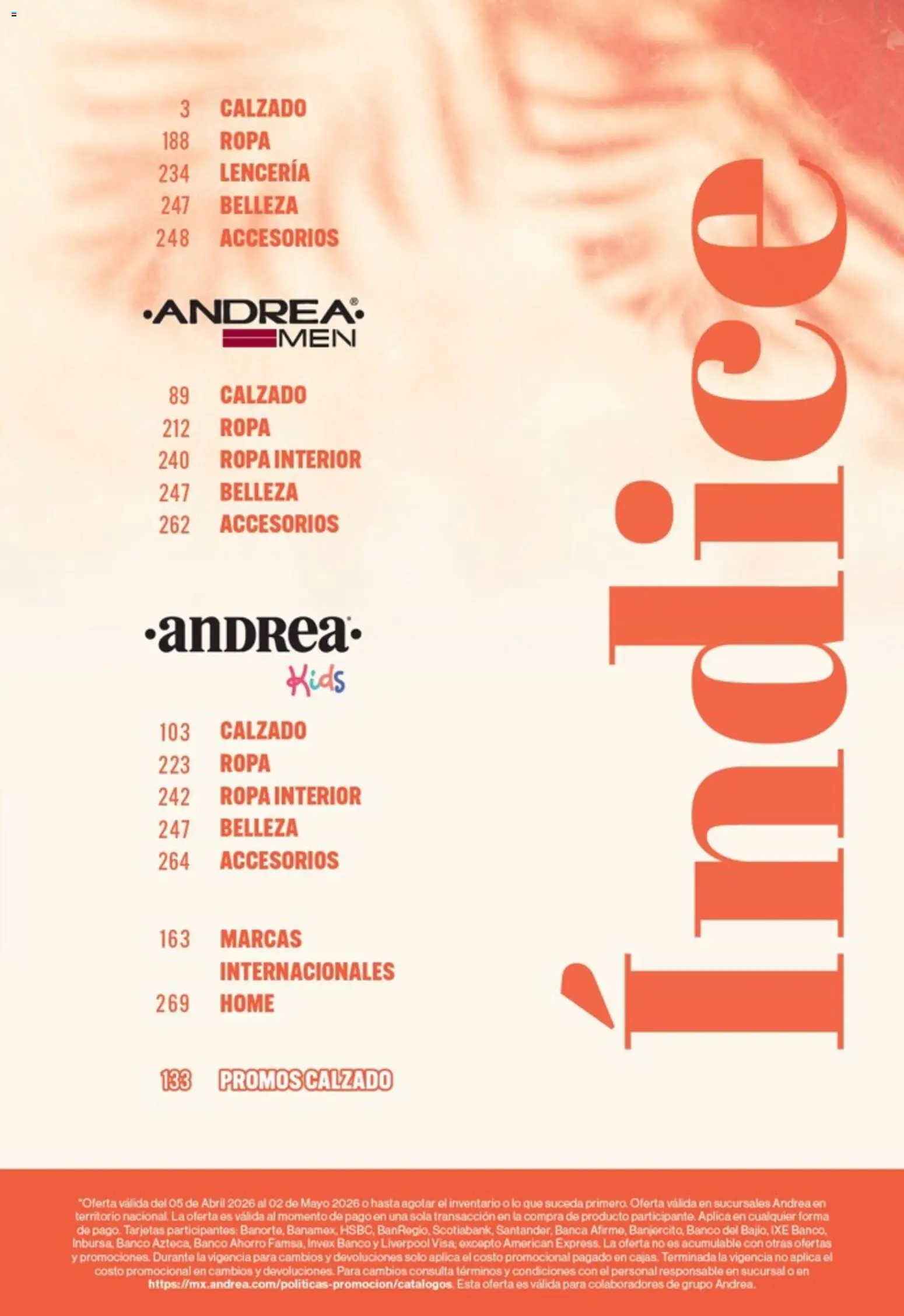 Nuevas ofertas de Andrea válidas en toda la República Mexicana desde el 05.04.2026. ¡Encuentra las mejores ofertas en Andrea catálogo Outlet! | Página: 3 | Productos: Ropa, Ropa interior, Banco, Lenceria
