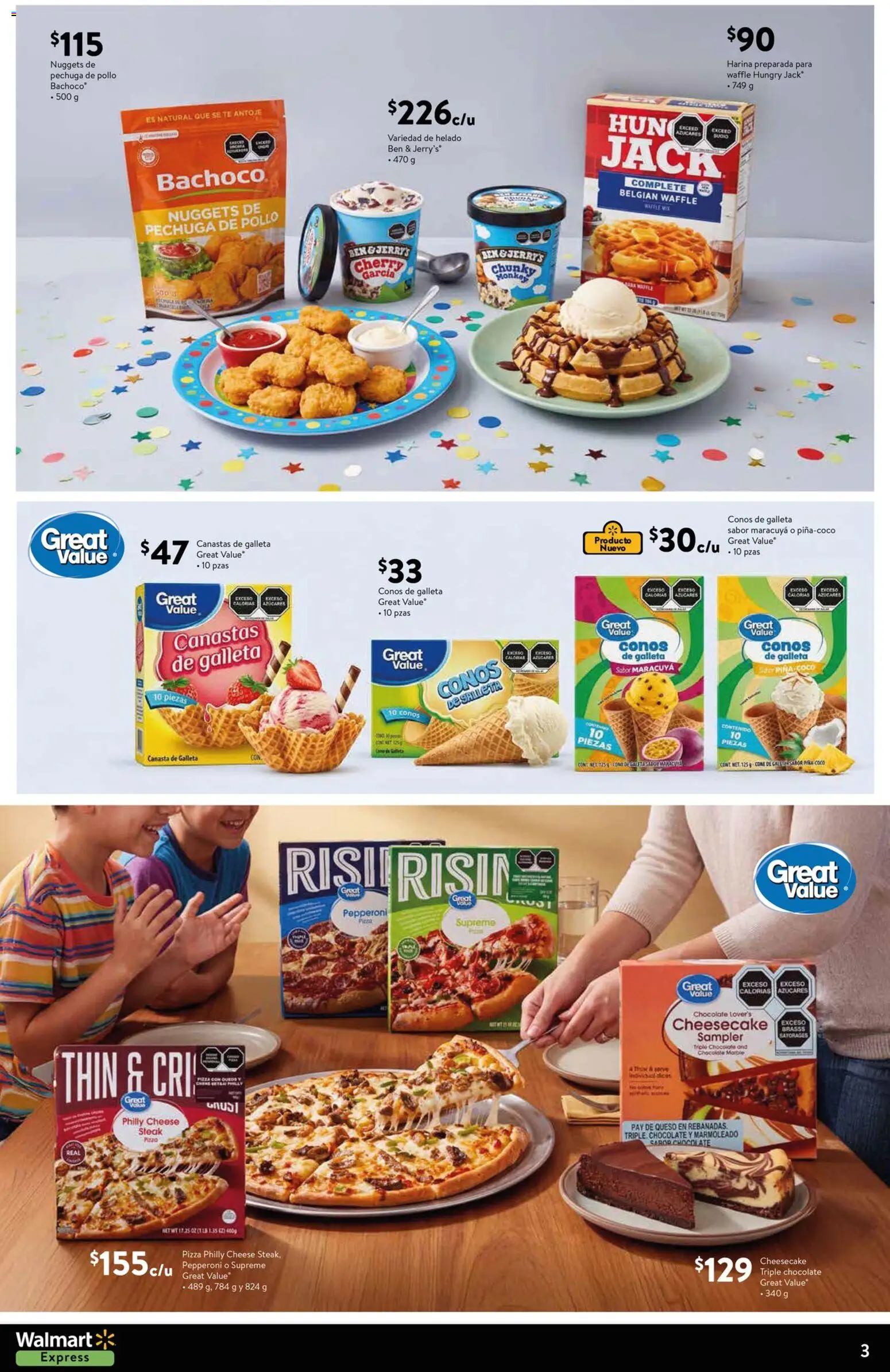 Nuevas ofertas de Walmart Express válidas en toda la República Mexicana desde el 10.04.2026. ¡Encuentra las mejores ofertas en Walmart Express folleto Encuentra motivos para hacerlos sonreír! | Página: 3 | Productos: Harina, Chocolate, Pizza, Helado