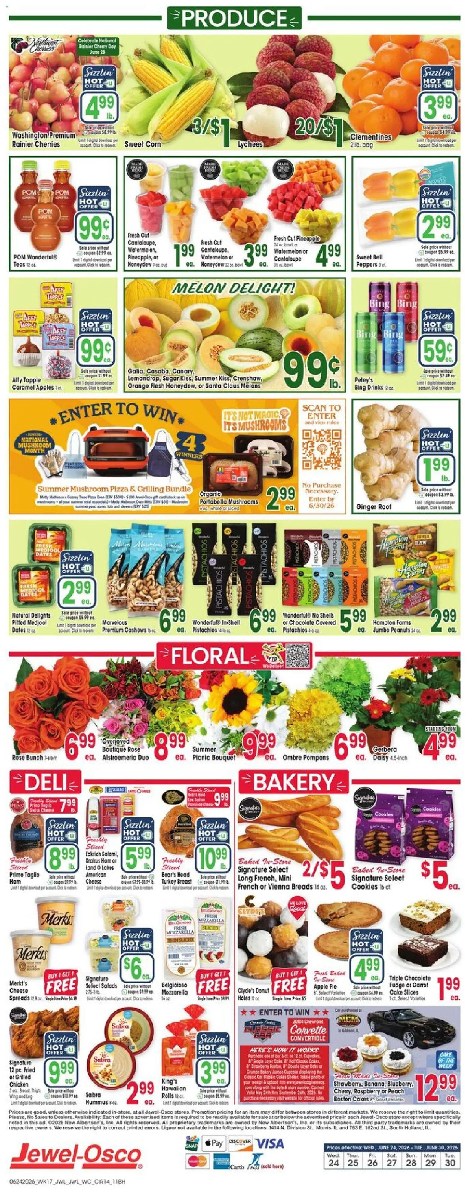 Jewel Osco Weekly Ad - valid from 06/24/2026 | Page: 14 | Products: Peppers, Mushrooms, Apples, Watermelon