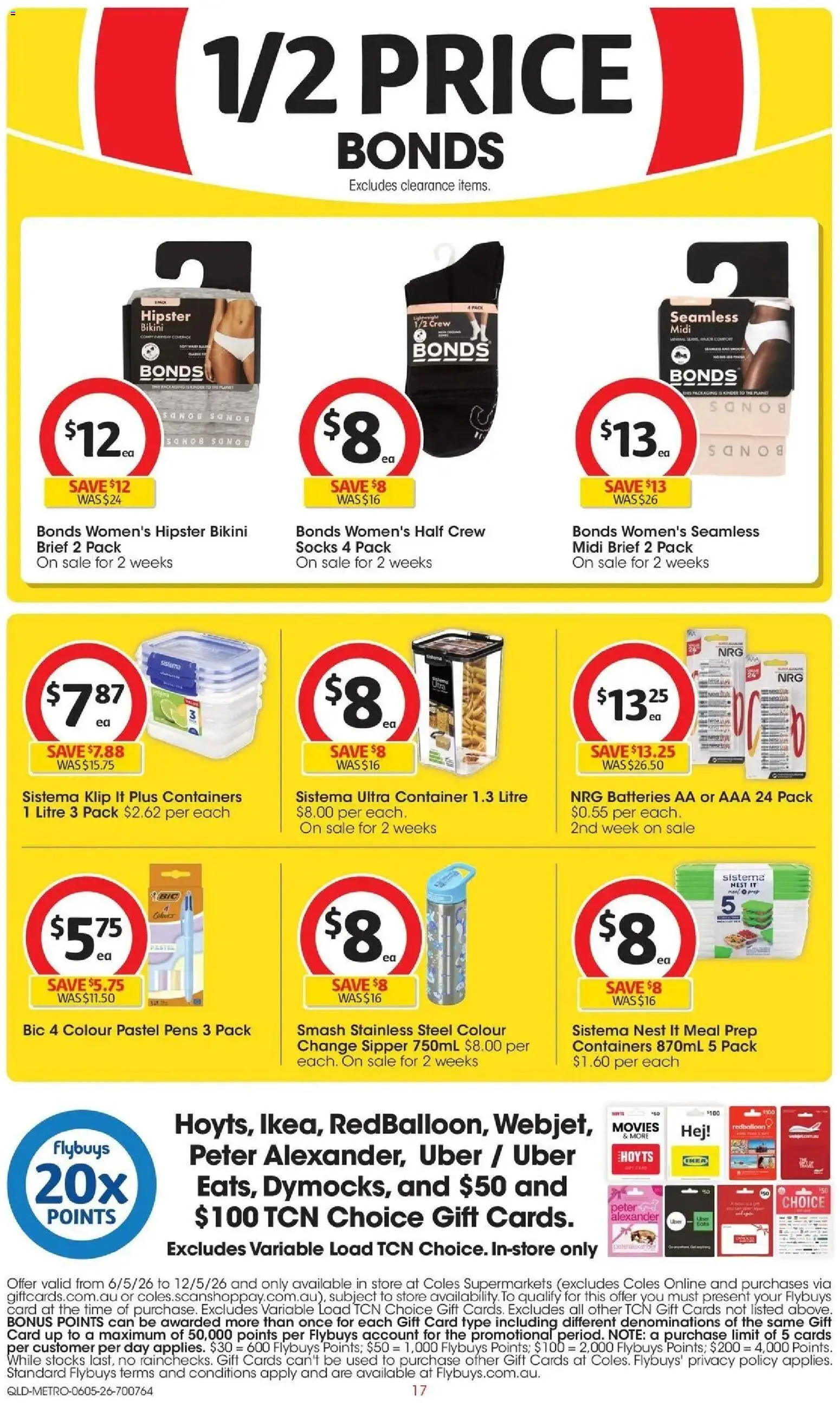 Coles catalogue - valid from 05.05.2026 | Page: 17 | Products: Bikini, Socks, Batteries
