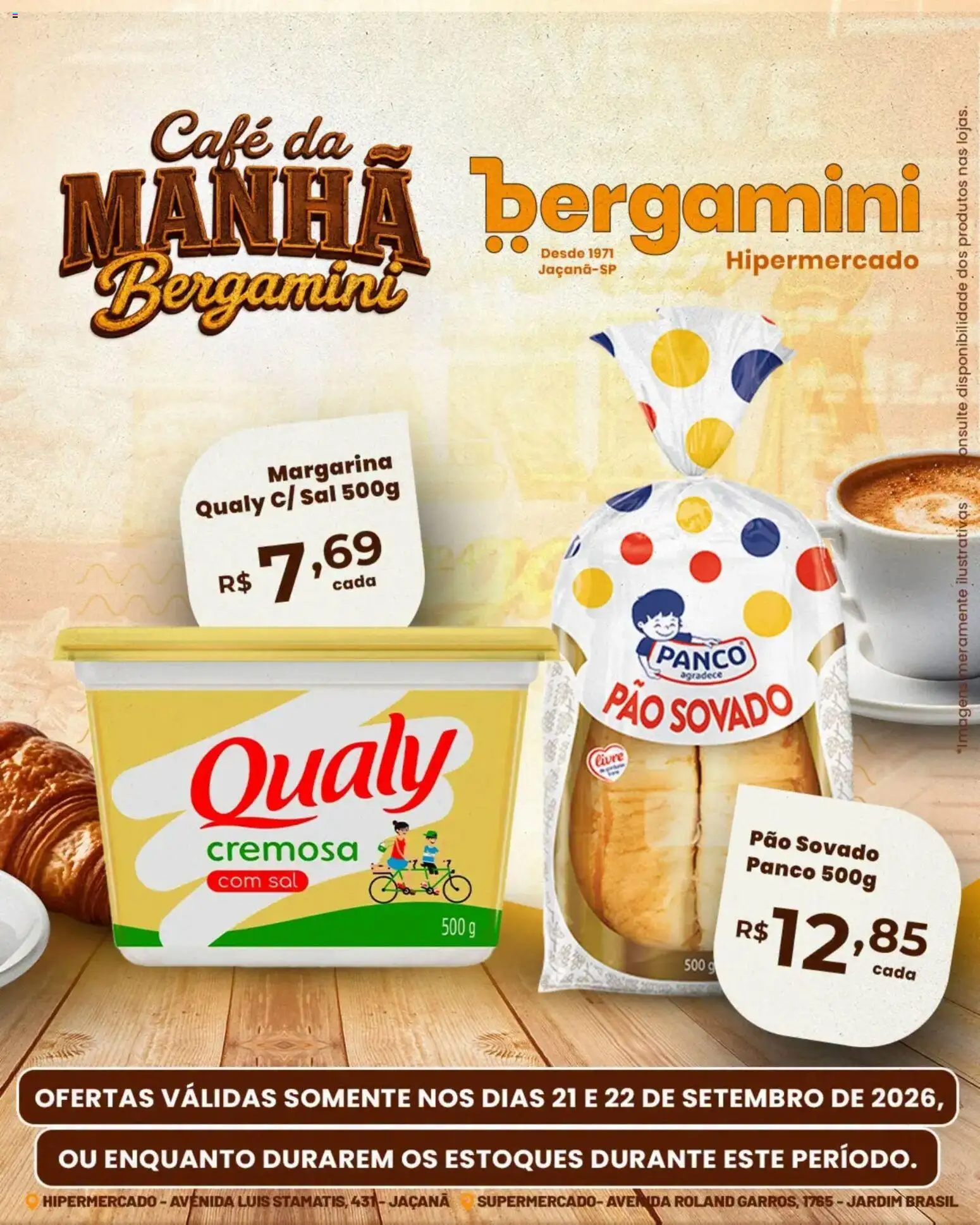 Supermercado Bergamini Folheto - válido de 21/09/2026 | Página: 8 | Produtos: Pão, Café, Sal, Margarina