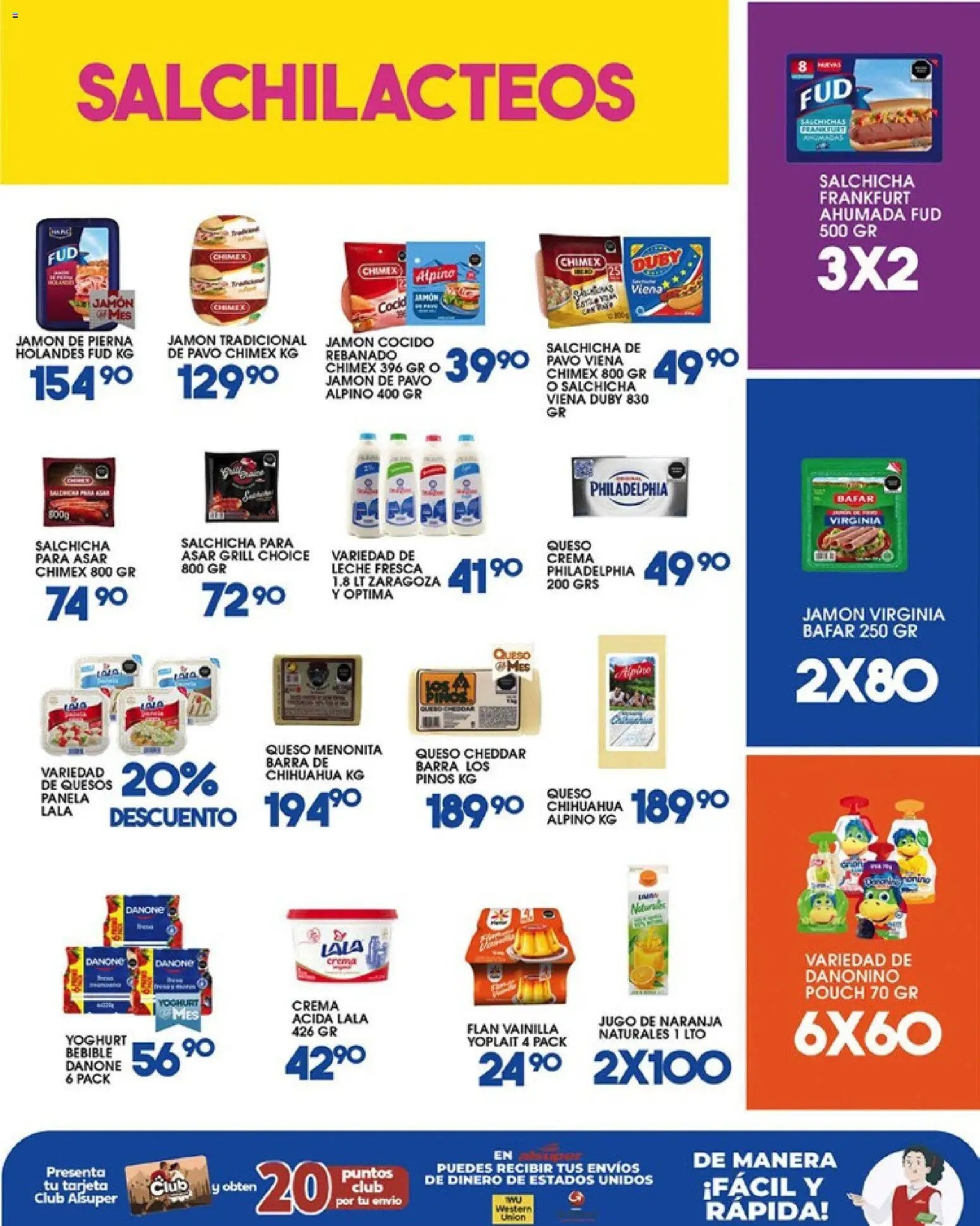 Nuevas ofertas de Alsuper válidas en toda la República Mexicana desde el 29.05.2026. ¡Encuentra las mejores ofertas en Alsuper folleto Chihuahua-Estado! | Página: 3 | Productos: Jamón cocido, Queso crema, Crema, Leche