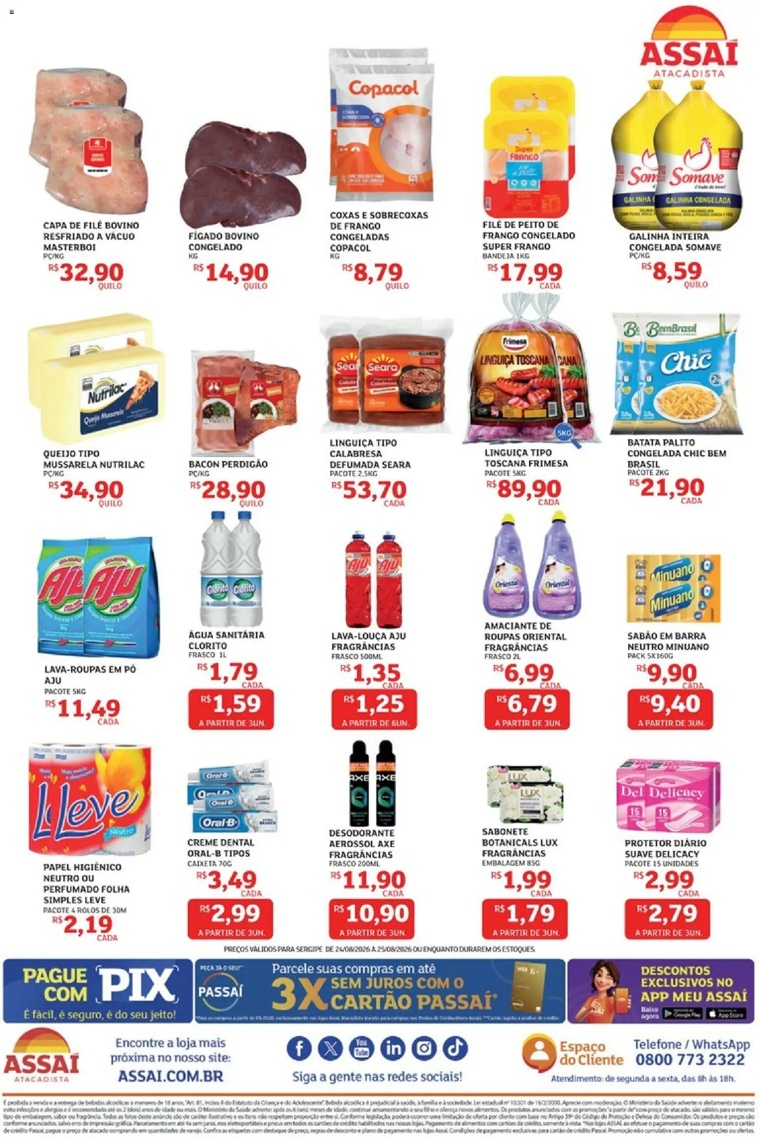 Assaí Atacadista Folheto - válido de 24/08/2026 | Página: 2 | Produtos: Sabão, Queijo, Pneus, Creme dental