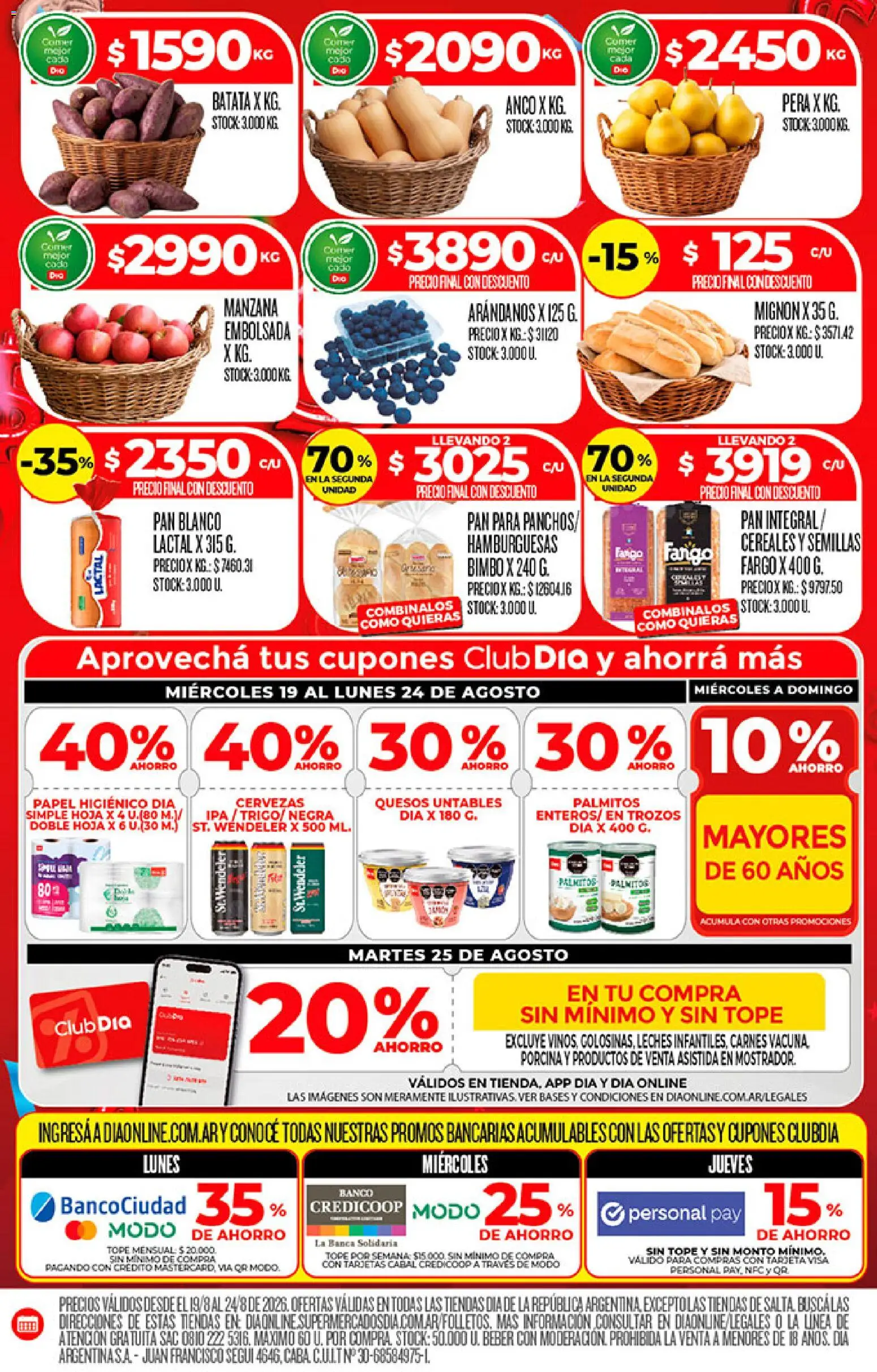 Supermercado DIA Ofertas │ válido desde el 19/08/2026 | Página: 4 | Productos: Papel higiénico, Manzana, Semillas, Pan