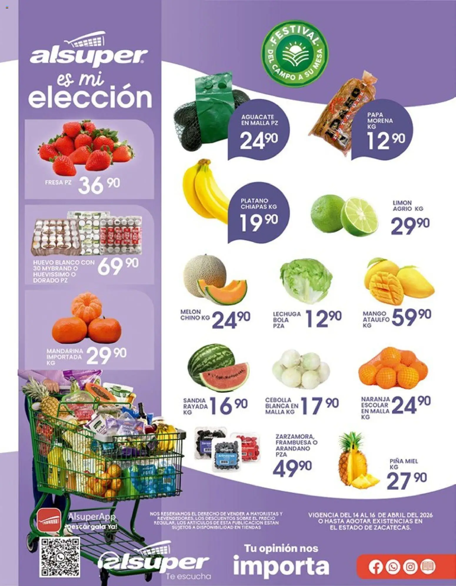 Nuevas ofertas de Alsuper válidas en toda la República Mexicana desde el 14/04/2026. ¡Encuentra las mejores ofertas en Alsuper folleto Calera! | Página: 1 | Productos: Cebolla, Huevo, Mango, Mesa