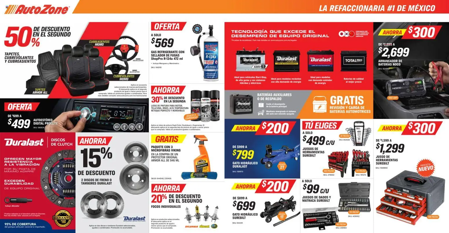 Nuevas ofertas de AutoZone válidas en toda la República Mexicana desde el 30/08/2026. ¡Encuentra las mejores ofertas en AutoZone catálogo! | Página: 2 | Productos: Juego, Focos, Pintura, Batería