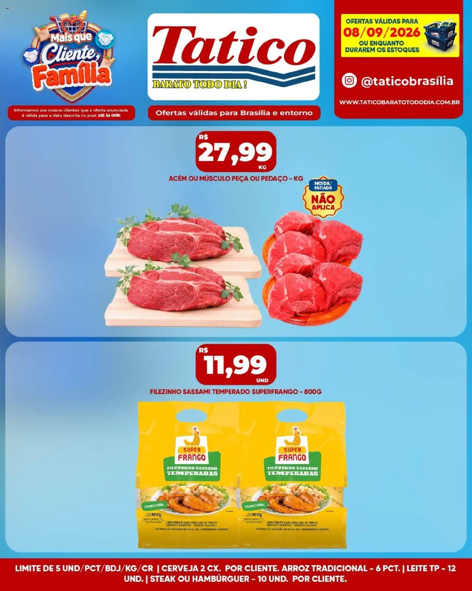 Tatico Folheto - válido de 08/09/2026 | Página: 11 | Produtos: Steak, Acém, Arroz, Frango