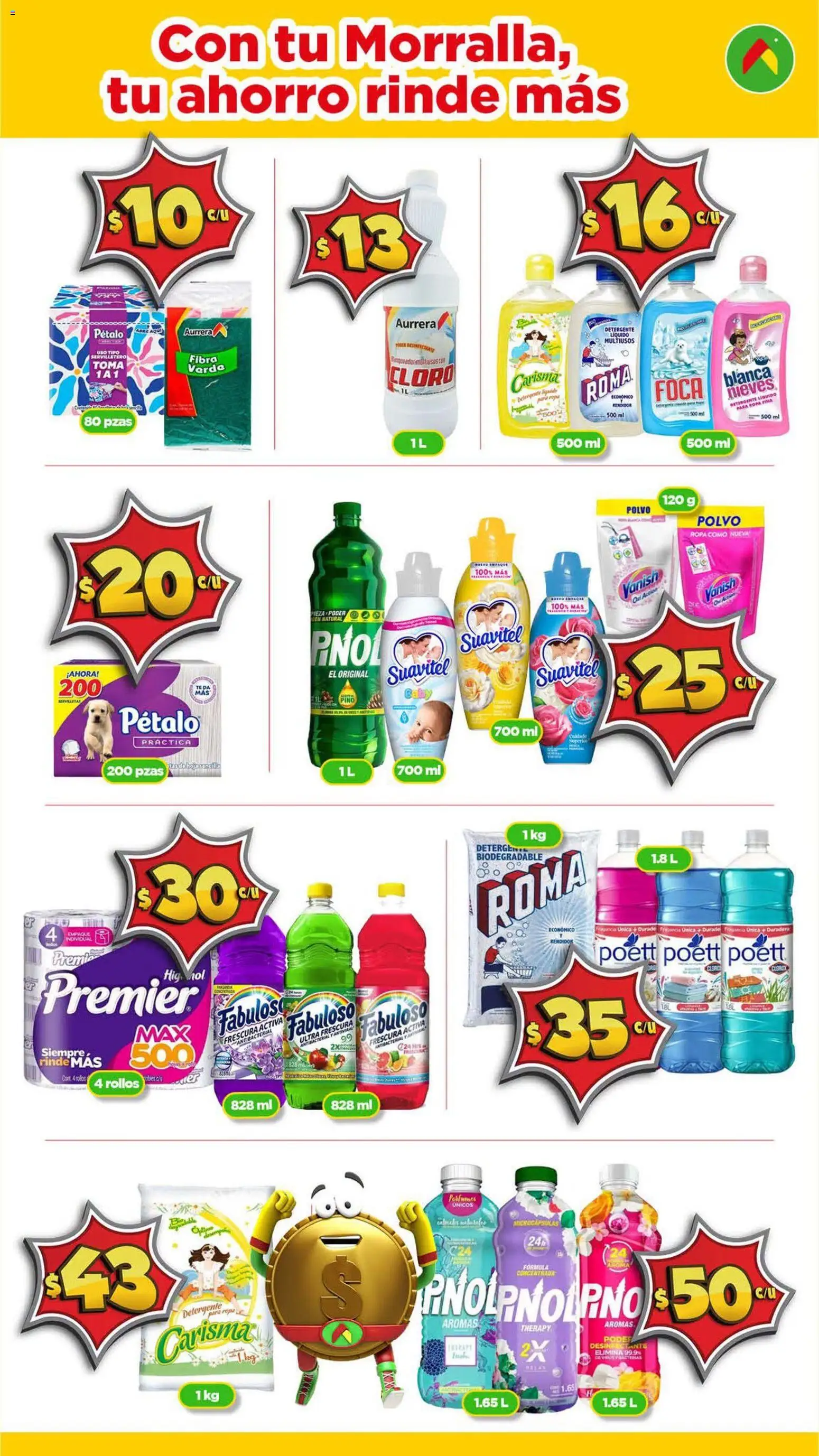 Nuevas ofertas de Bodega Aurrerá válidas en toda la República Mexicana desde el 17/09/2026. ¡Encuentra las mejores ofertas en Bodega Aurrerá folleto Con tu Morralla, tu ahorro rinde más! | Página: 1 | Productos: Detergente, Cloro, Ropa, Servilletero