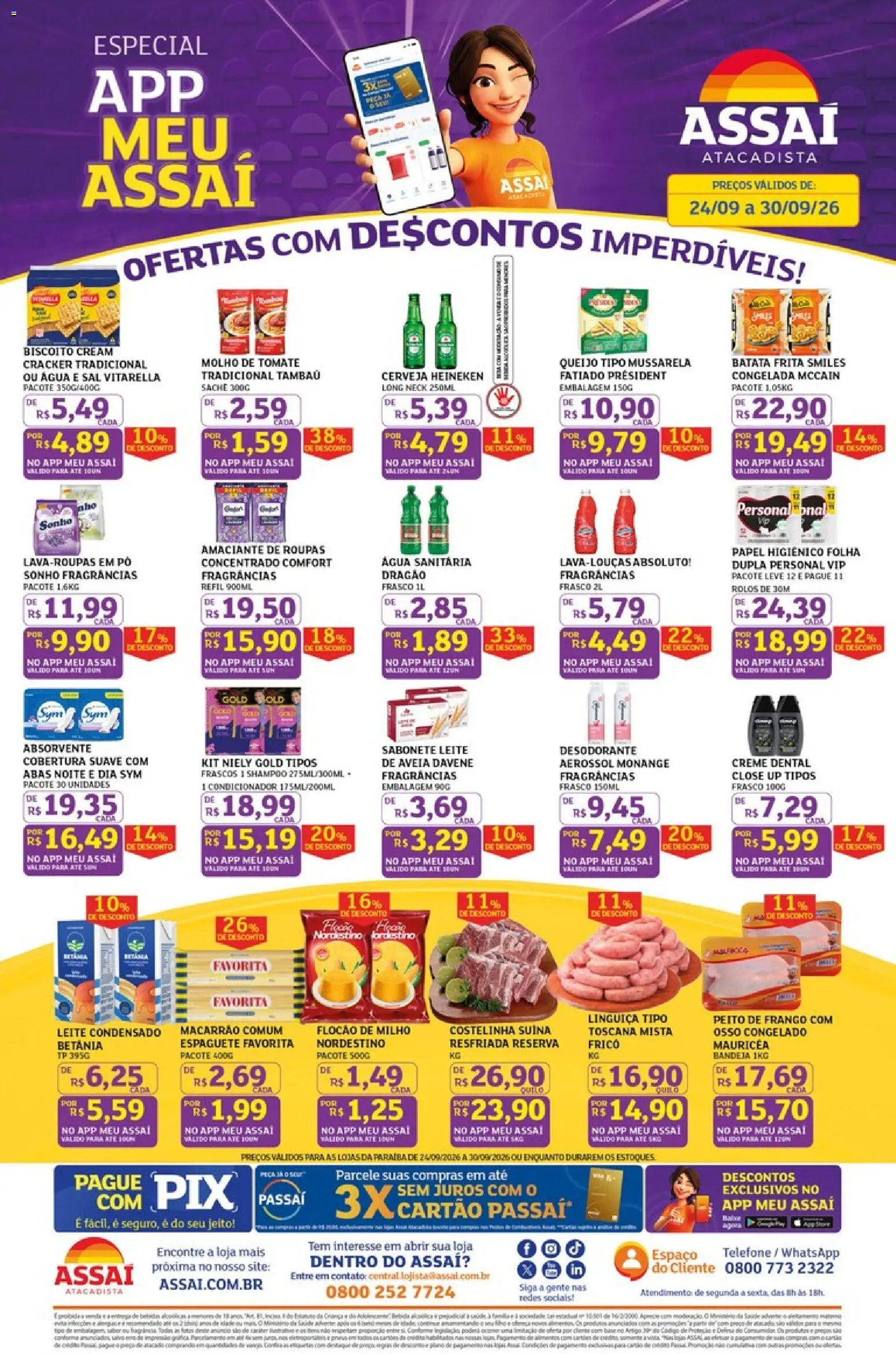 Assaí Atacadista Folheto - válido de 24/09/2026 | Página: 1 | Produtos: Tomate, Sonho, Milho, Água sanitária