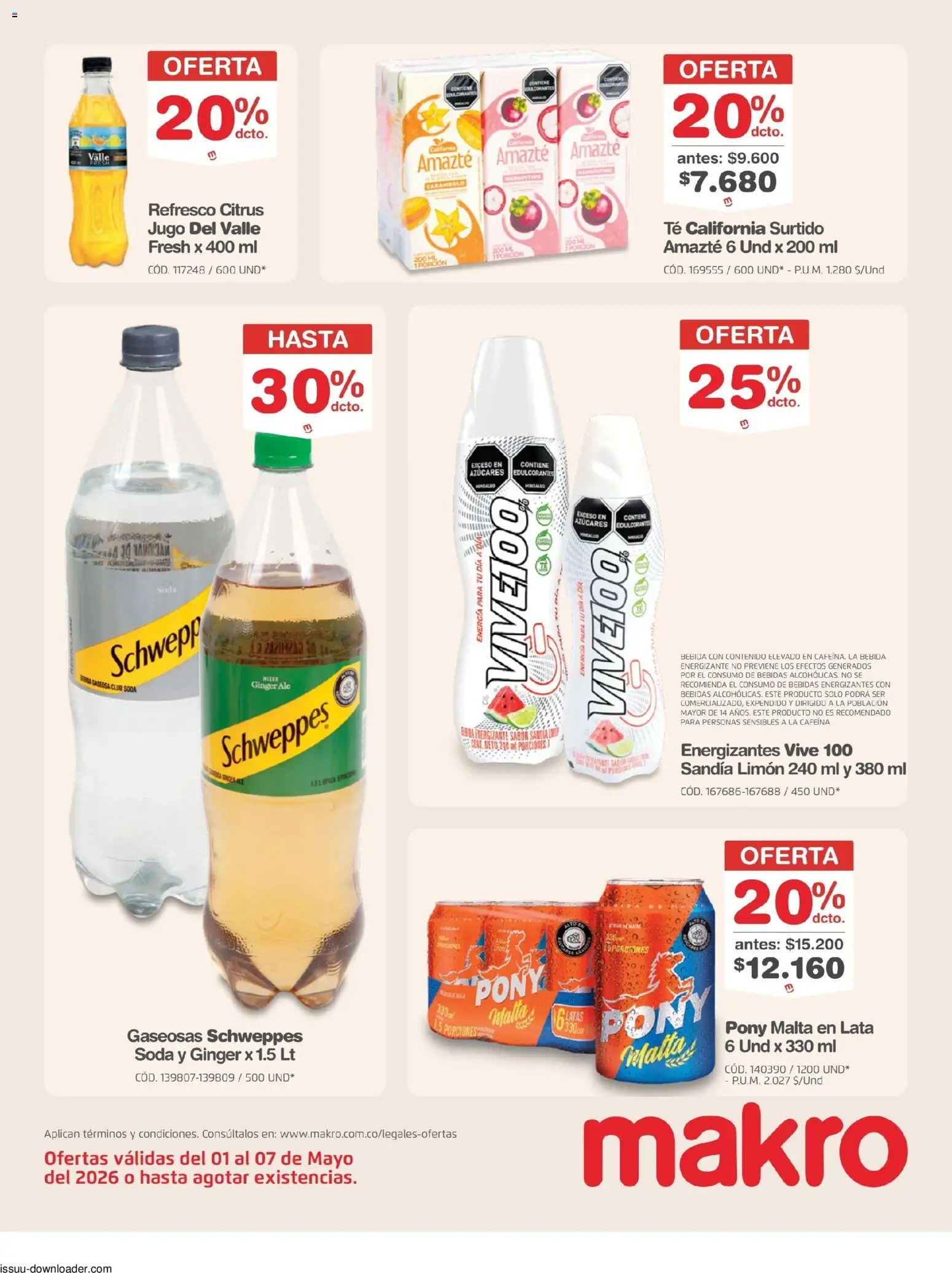 Makro revista - valida desde el 01.05.2026 | Página: 15 | Productos: Té, Gaseosa, Soda, Jugo