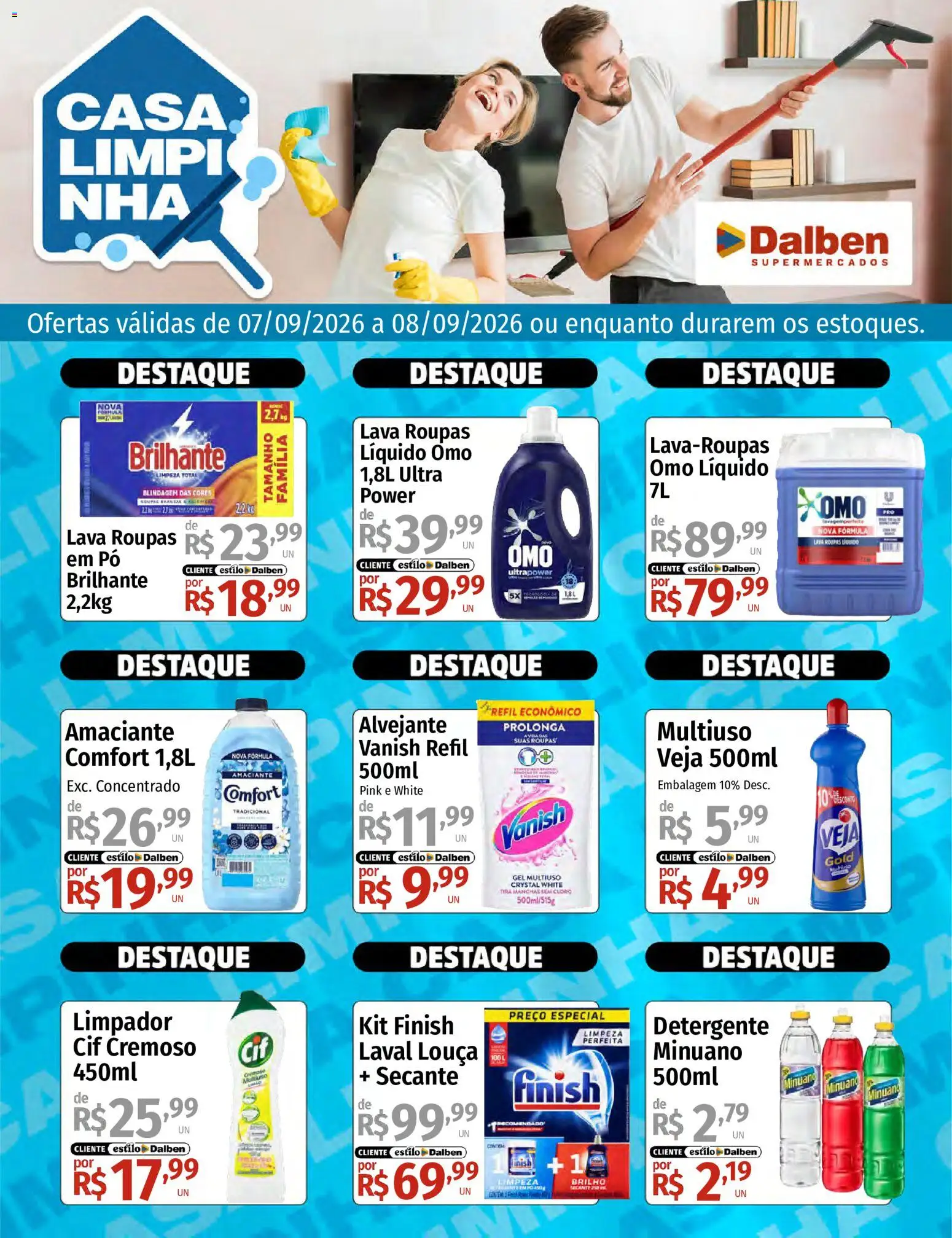 Supermercado Dalben Folheto - válido de 07/09/2026 | Página: 1 | Produtos: Alvejante, Louça, Vanish, Amaciante