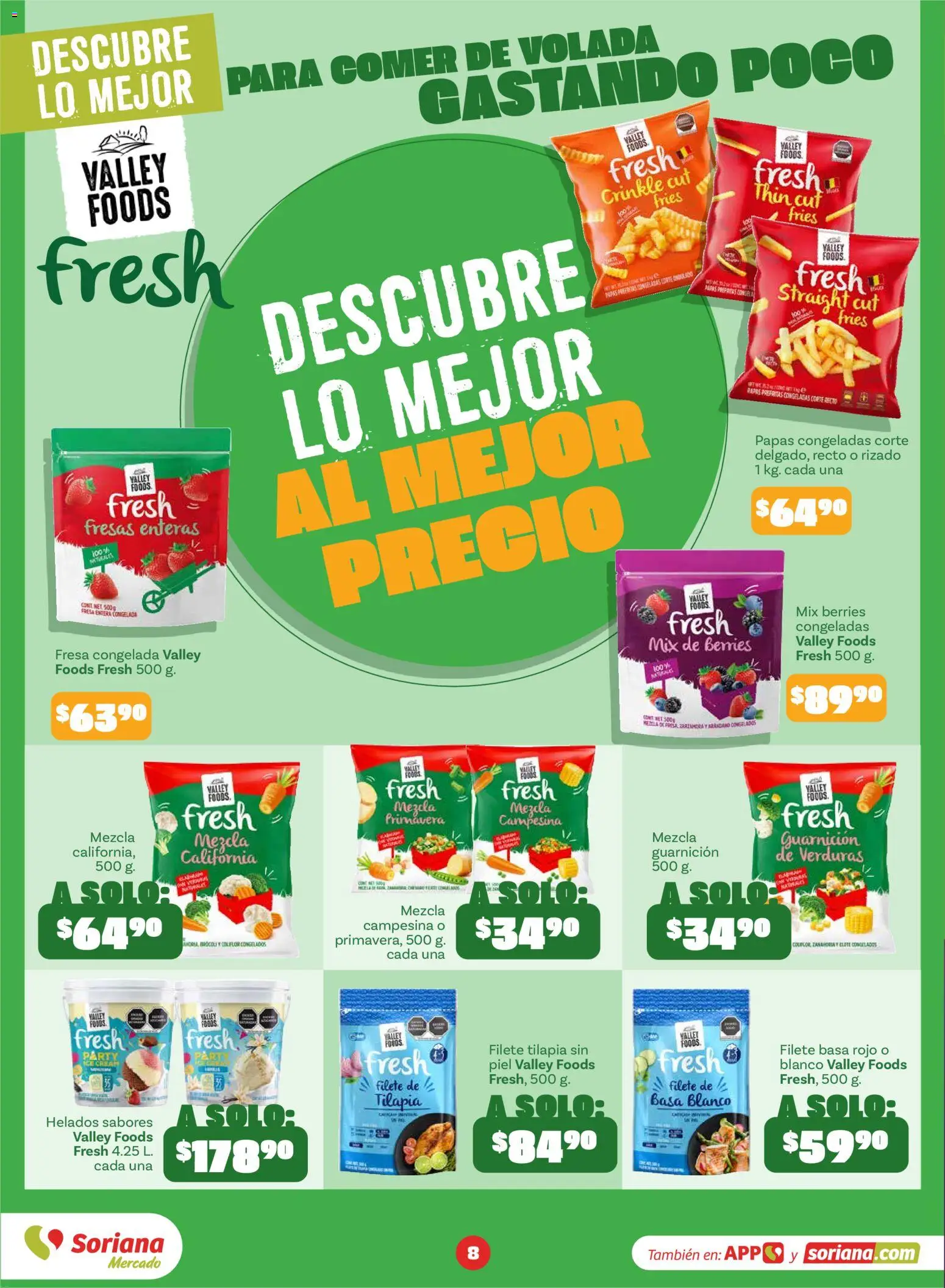 Nuevas ofertas de Soriana válidas en toda la República Mexicana desde el 01/09/2026. ¡Encuentra las mejores ofertas en Soriana Descubre lo mejor al mejor precio Mercado Nacional! | Página: 8 | Productos: Fresa, Filete, Fresas, Verduras