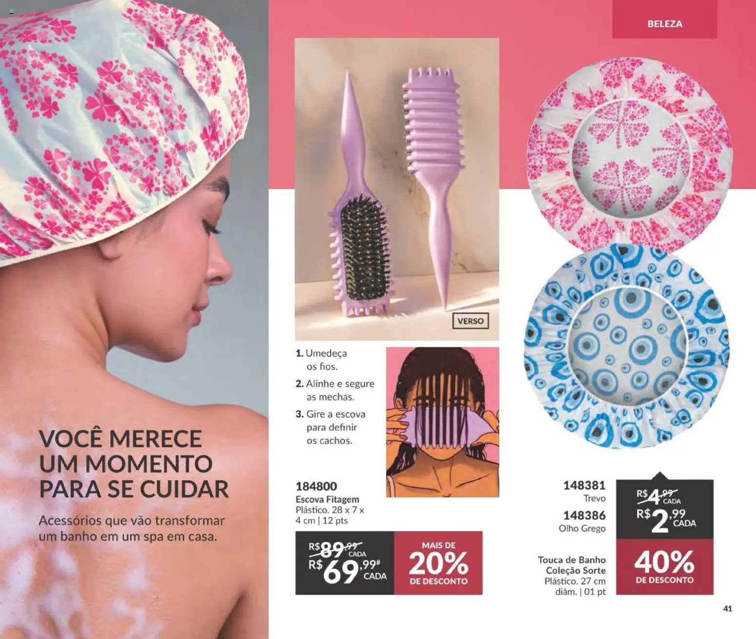 Avon Folheto - válido de 29/06/2026 | Página: 49 | Produtos: Touca, Escova, Touca de banho