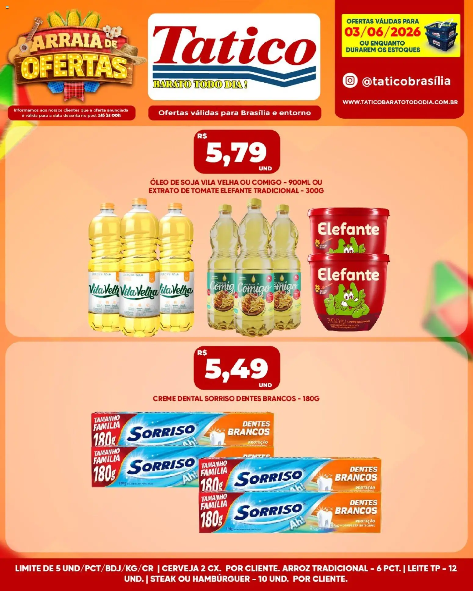 Tatico Folheto - válido de 04.06.2026 | Página: 38 | Produtos: Leite, Arroz, Creme, Hambúrguer