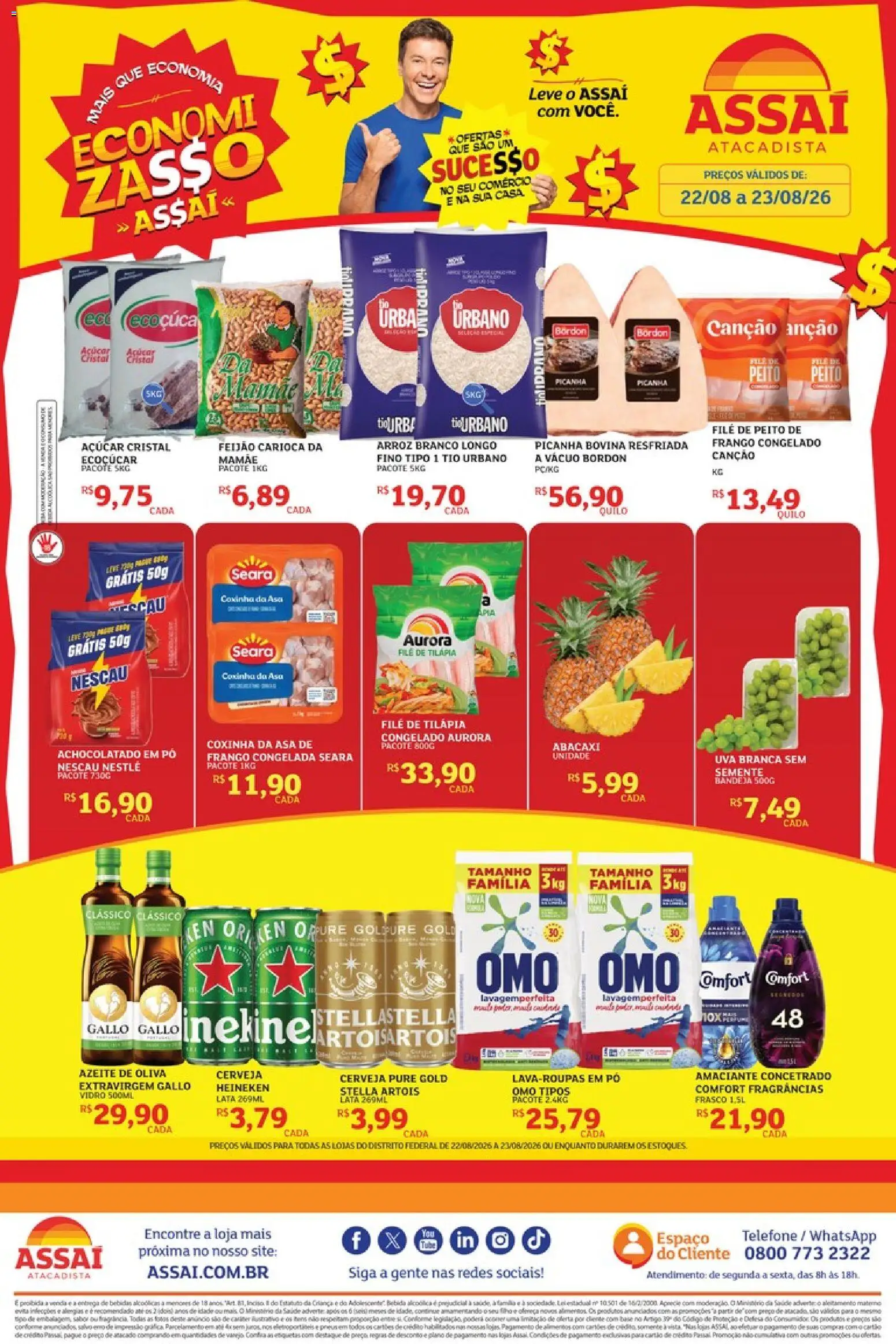 Assaí Atacadista Folheto - válido de 22/08/2026 | Página: 1 | Produtos: Nescau, Bebidas, Tilápia, Azeite