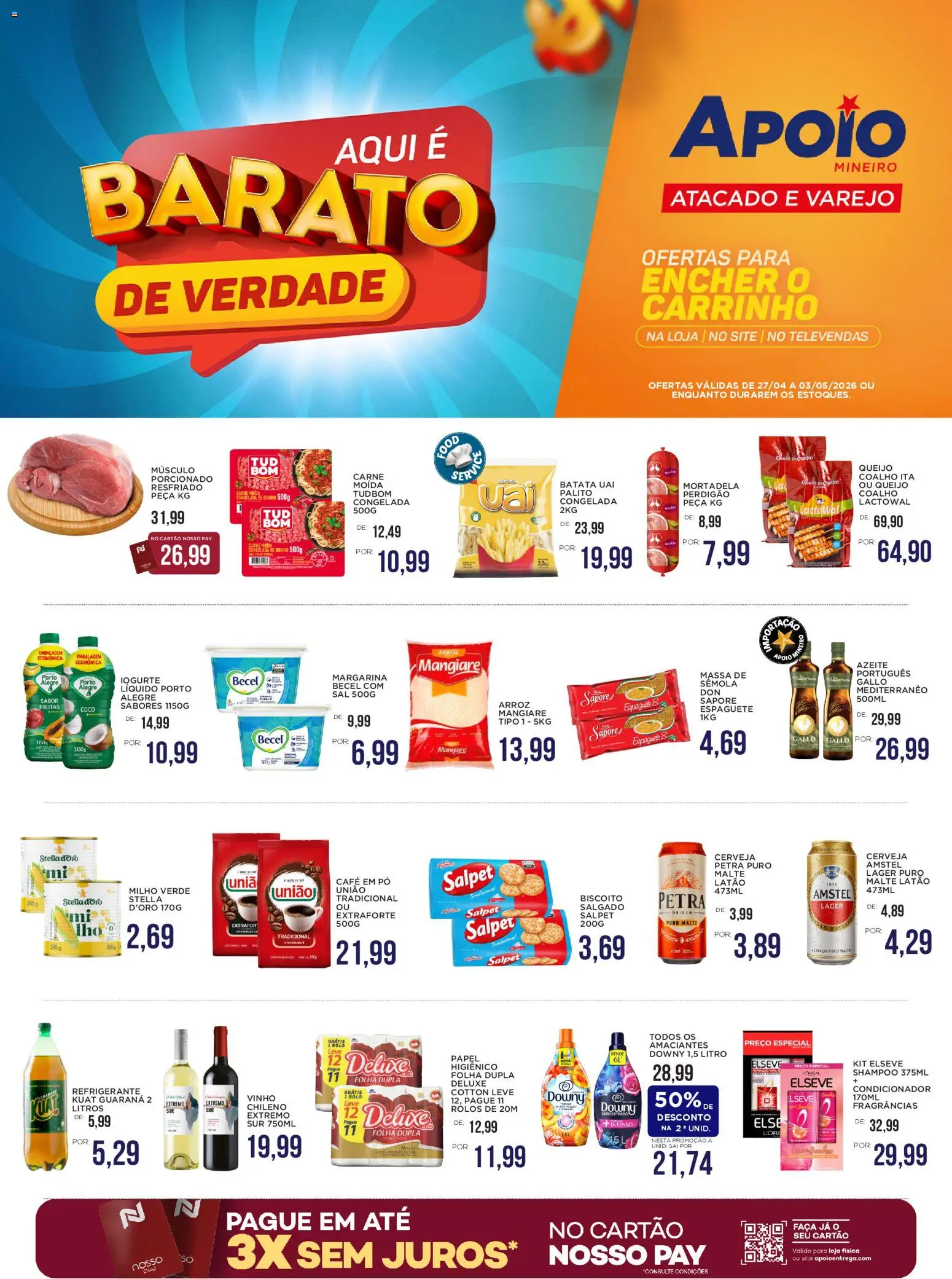 Apoio Mineiro Folheto - válido de 27.04.2026 | Página: 1 | Produtos: Pó, Condicionador, Cerveja, Azeite