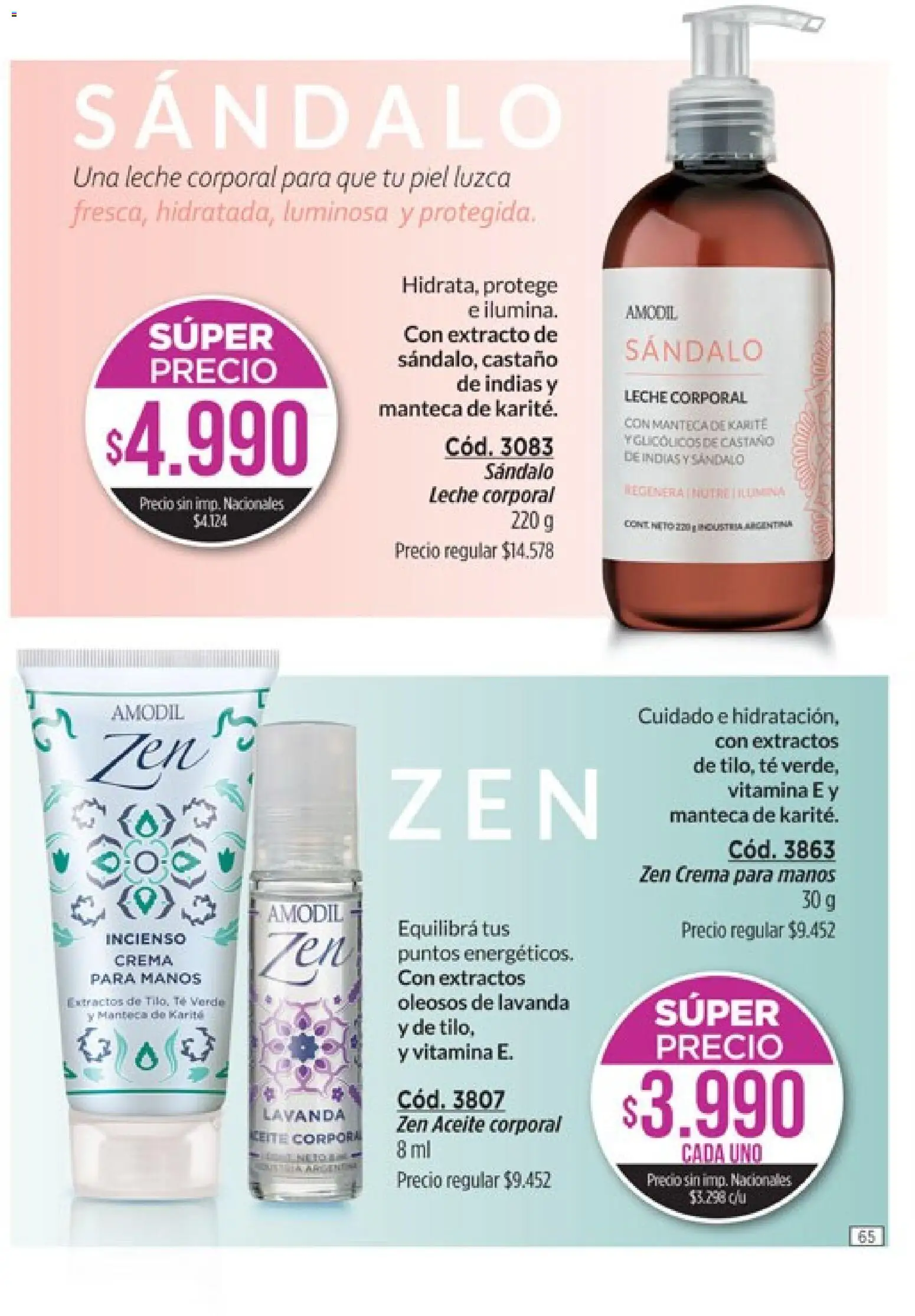 Amodil - Campaña 11 │ válido desde el 01.07.2026 | Página: 65 | Productos: Leche corporal, Leche, Manteca, Té