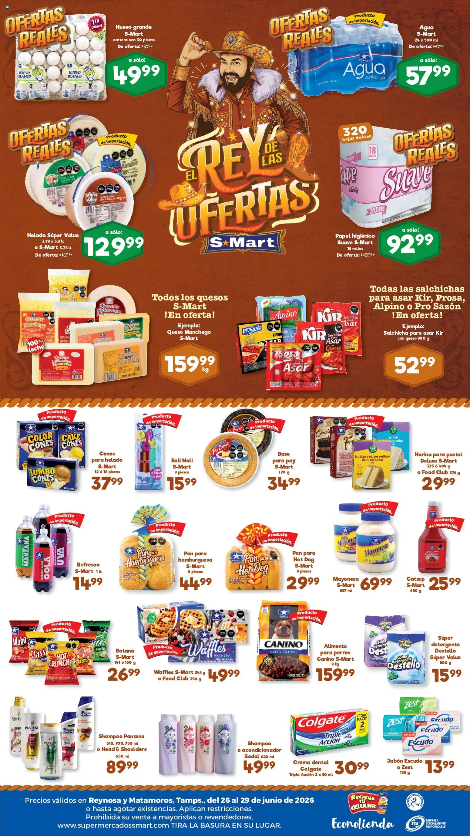 Nuevas ofertas de S-Mart válidas en toda la República Mexicana desde el 26/06/2026. ¡Encuentra las mejores ofertas en S-Mart folleto Matamoros! | Página: 2 | Productos: Mayonesa, Manzana, Queso, Catsup
