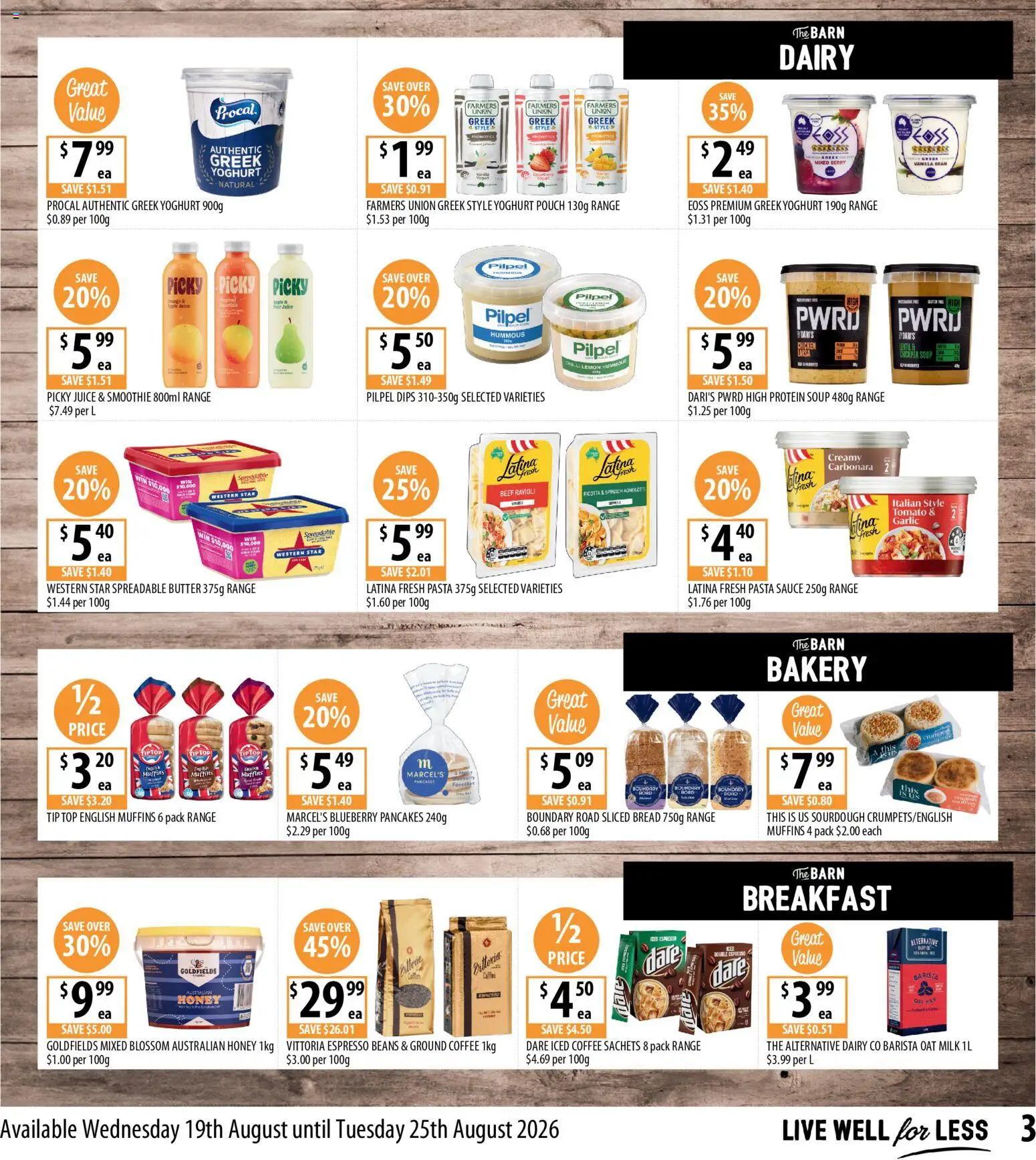 Supabarn catalogue - valid from 19/08/2026 | Page: 3 | Products: Honey, Pasta, Spinach, Garlic