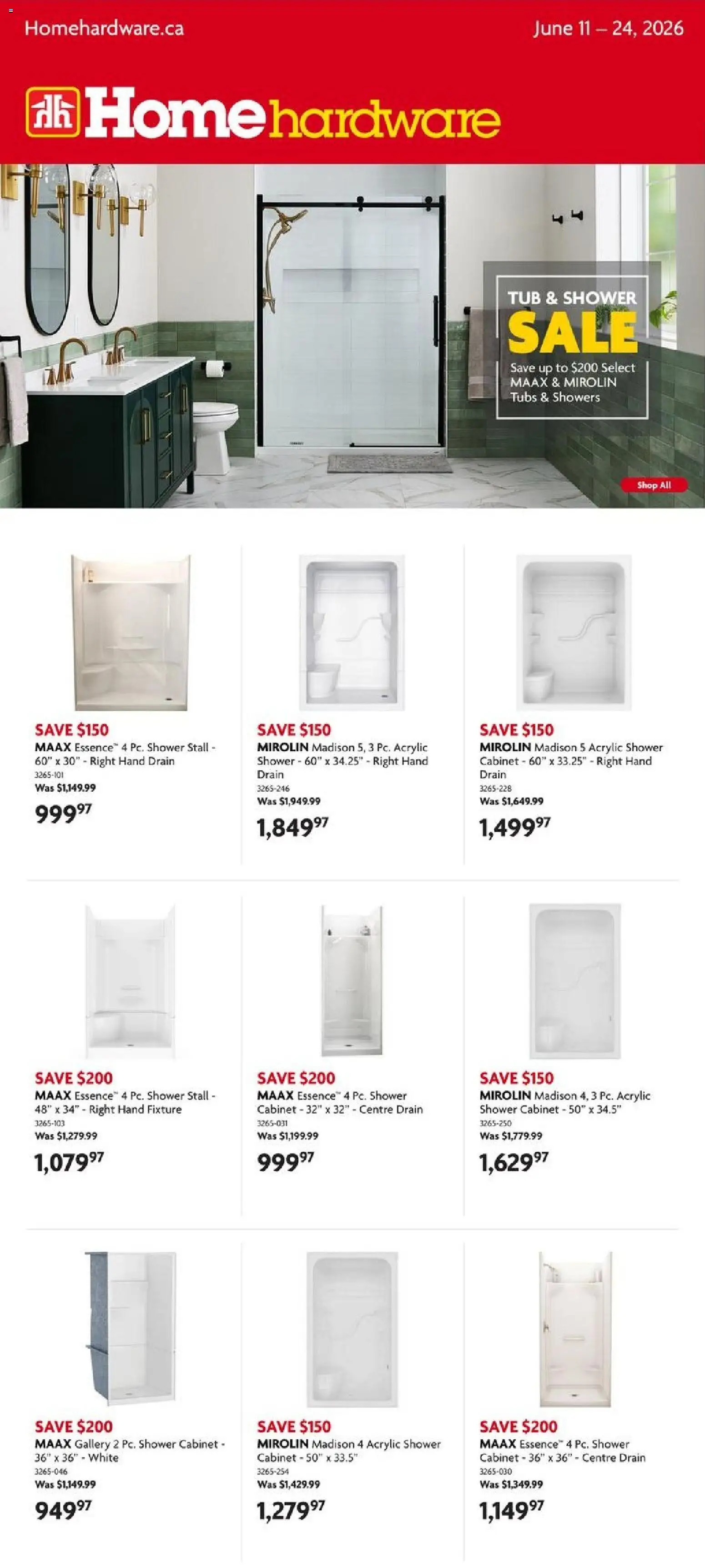 Home Hardware flyer valid from 11.06.2026 | Page: 1 | Products: Cabinet, Shower