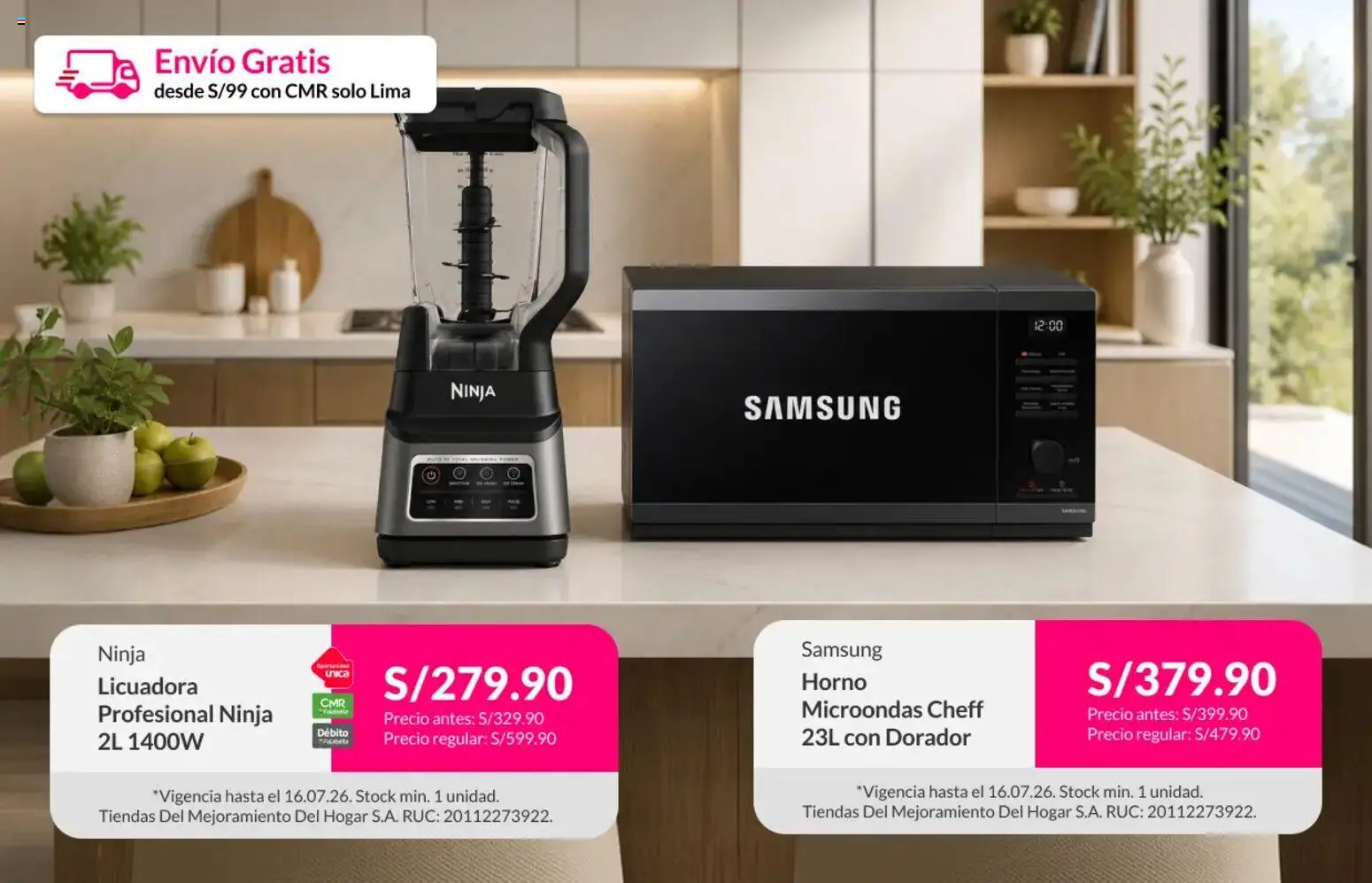 Catálogo Sodimac válido desde 13/07/2026 | Página: 1 | Productos: Horno, Licuadora