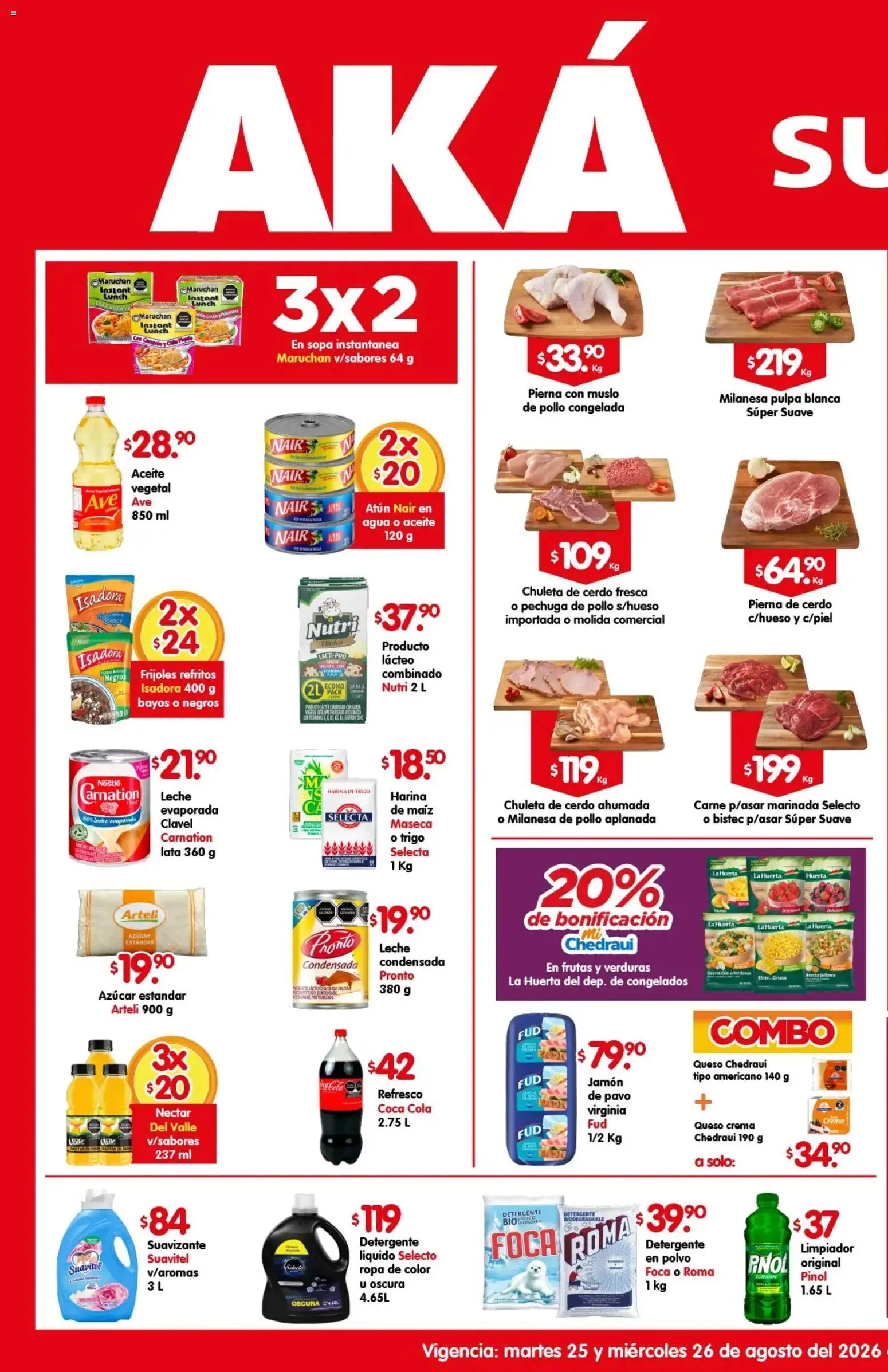 Nuevas ofertas de Arteli válidas en toda la República Mexicana desde el 25/08/2026. ¡Encuentra las mejores ofertas en Arteli folleto Aká Superbodegas! | Página: 1 | Productos: Frijoles, Azúcar, Cerdo, Carne
