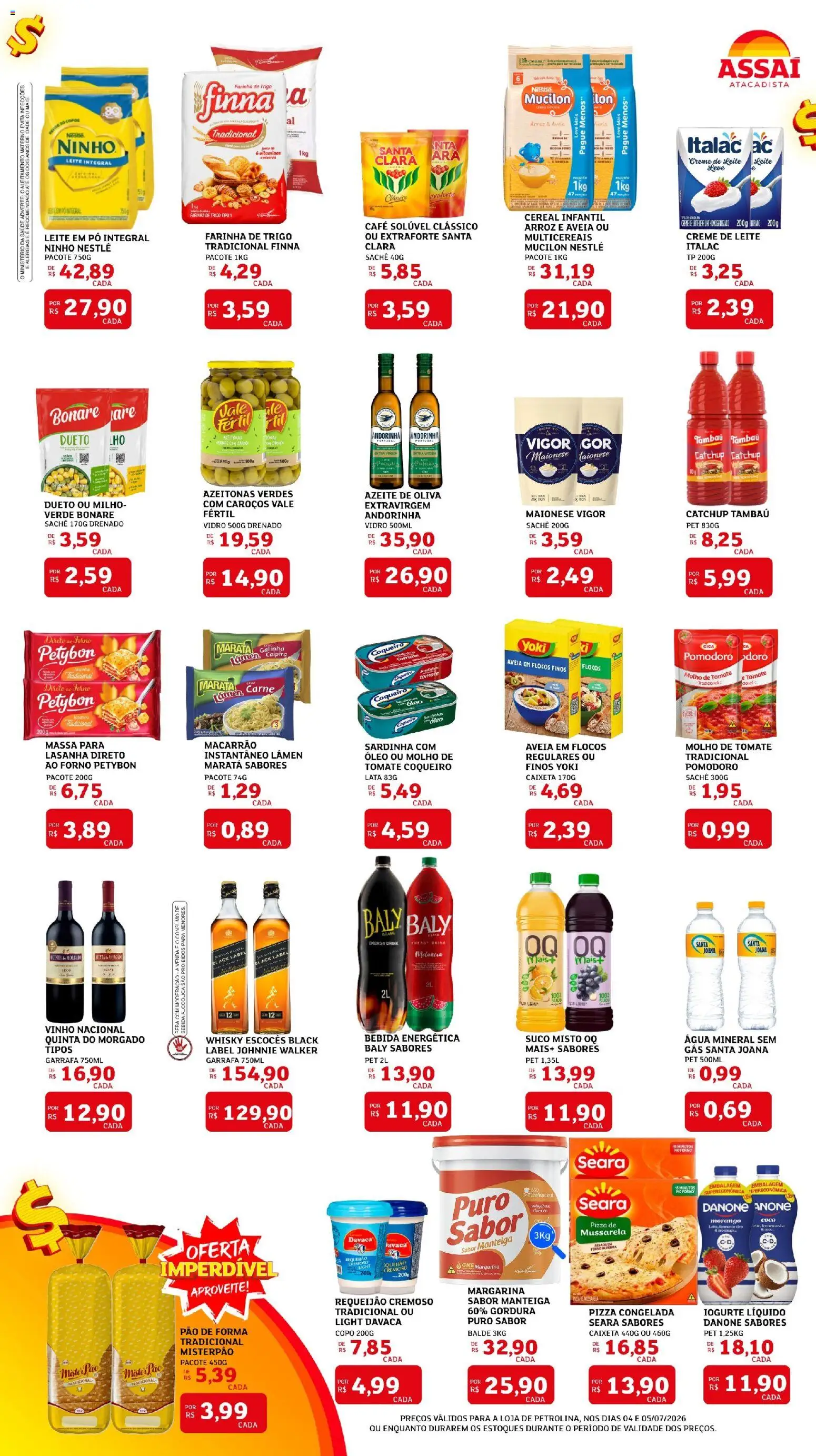 Assaí Atacadista Folheto - válido de 04/07/2026 | Página: 2 | Produtos: Whisky, Pizza, Flocos, Bebida