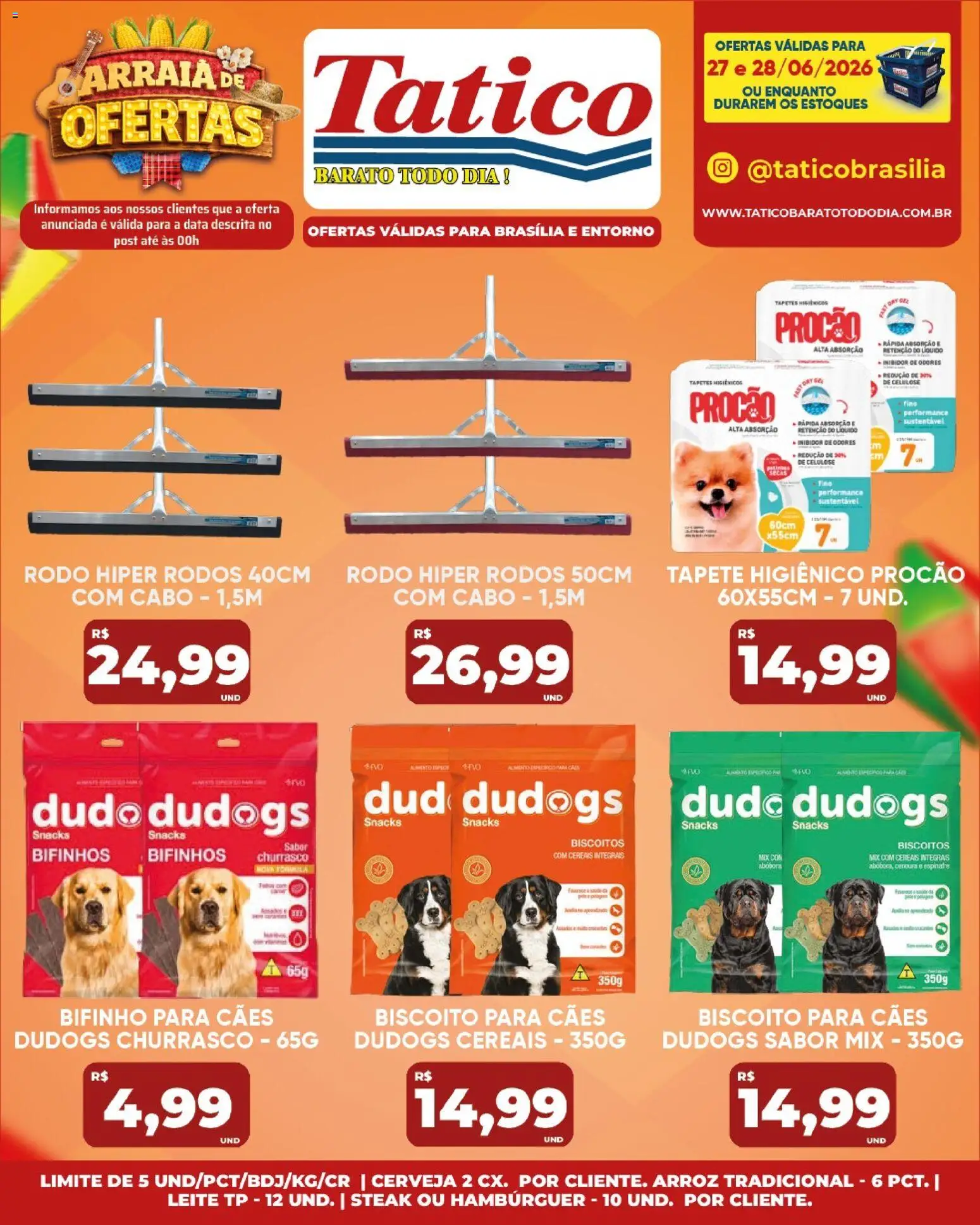 Tatico Folheto - válido de 29/06/2026 | Página: 51 | Produtos: Tapete higiênico, Cenoura, Hambúrguer, Rodo