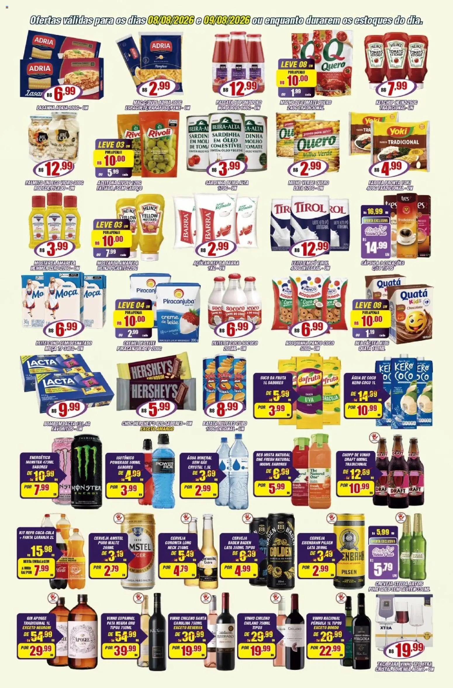 Violeta Supermercados Folheto - válido de 08/08/2026 | Página: 3 | Produtos: Água mineral, Rosquinha, Milho, Leite em pó