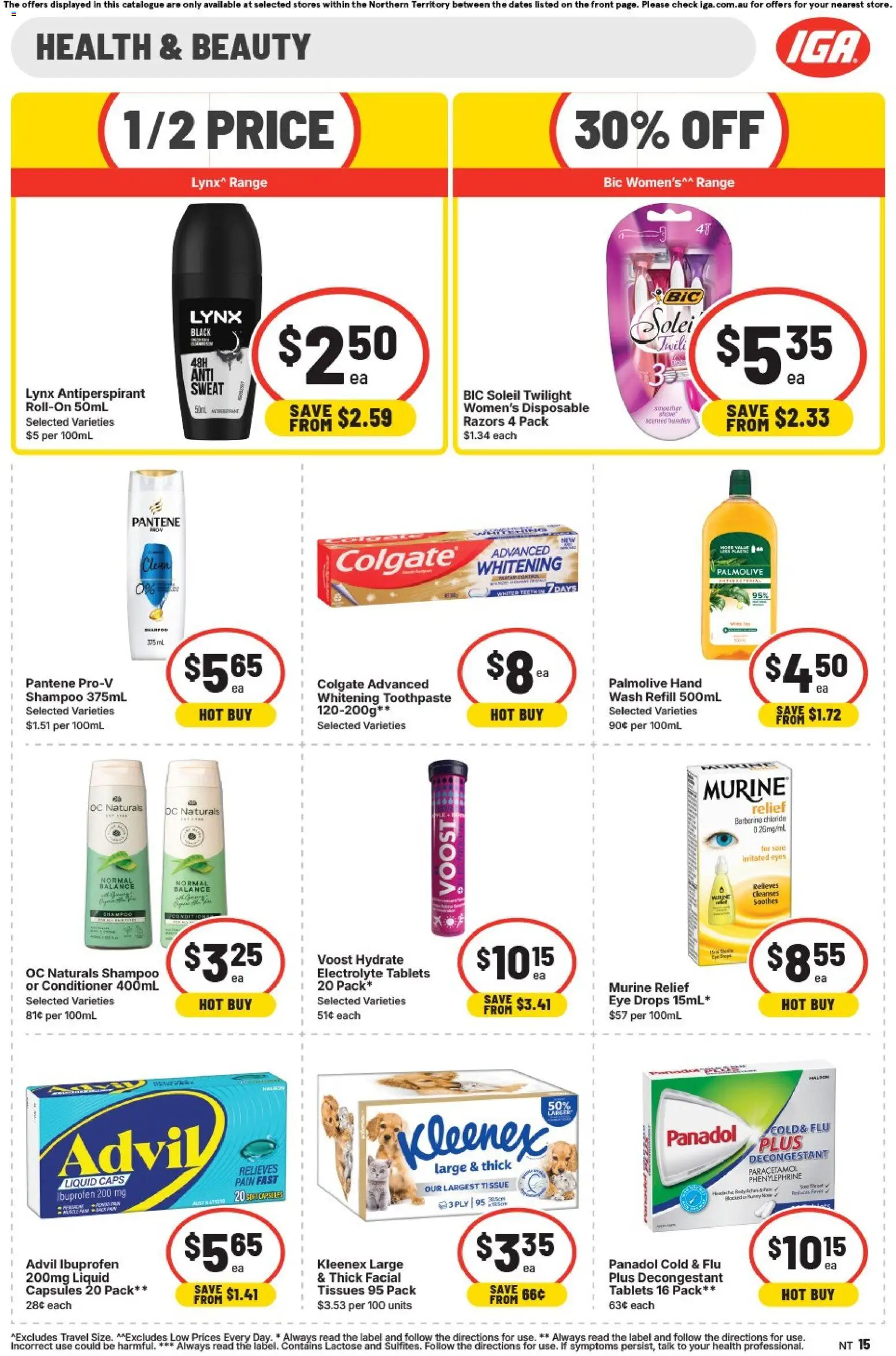 IGA catalogue - valid from 01/07/2026 | Page: 15 | Products: Shampoo, Antiperspirant, Toothpaste, Tissues
