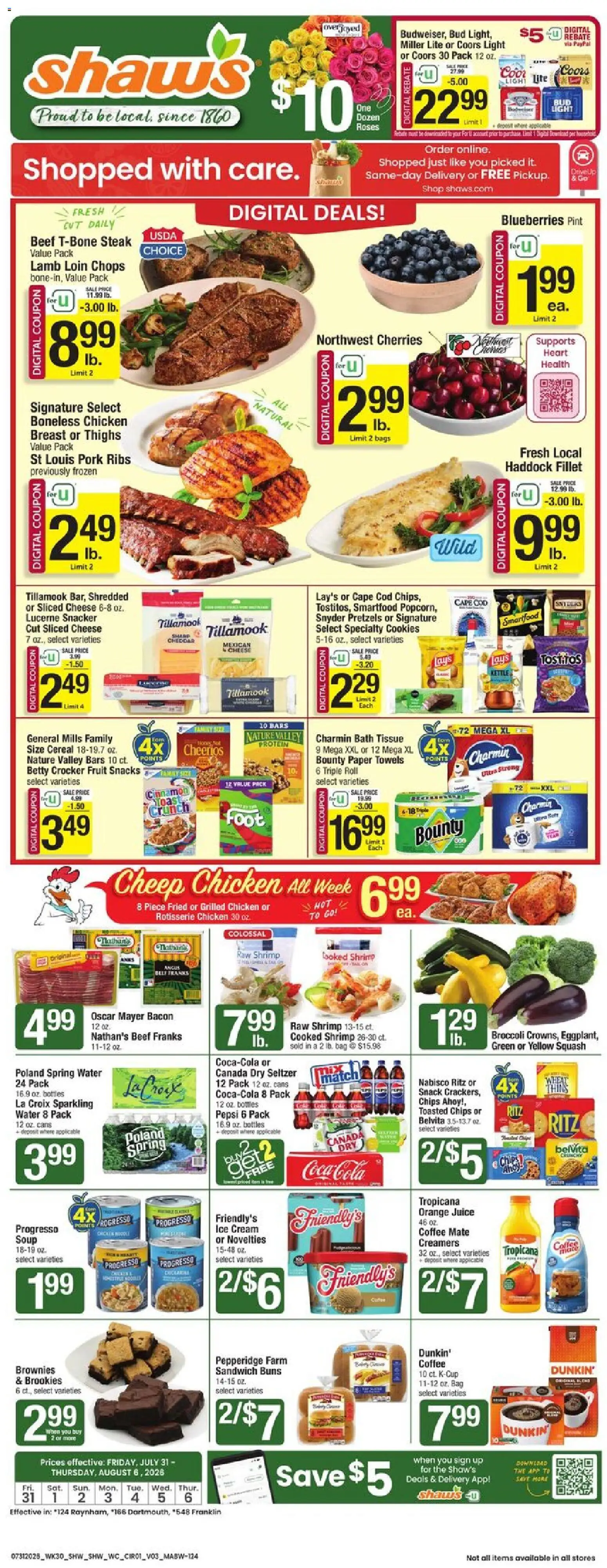 Shaw's Weekly Ad - MA - valid from 07/31/2026 | Page: 1 | Products: Broccoli, Squash, Blueberries, Bag