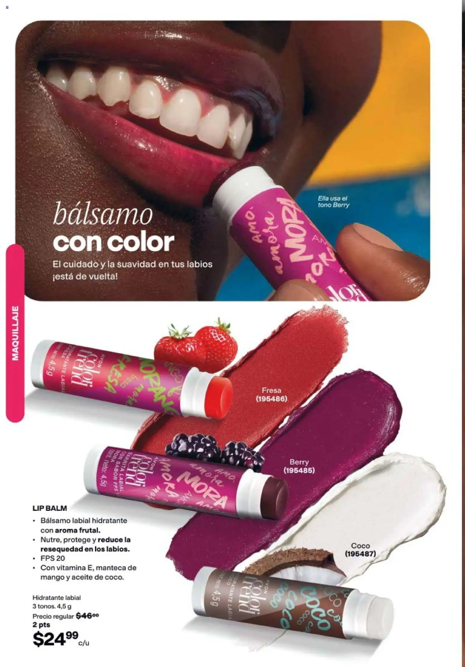 Nuevas ofertas de AVON válidas en toda la República Mexicana desde el 21/08/2026. ¡Encuentra las mejores ofertas en AVON campaña 13 2026! | Página: 48 | Productos: Fresa, Mango, Aceite, Bálsamo