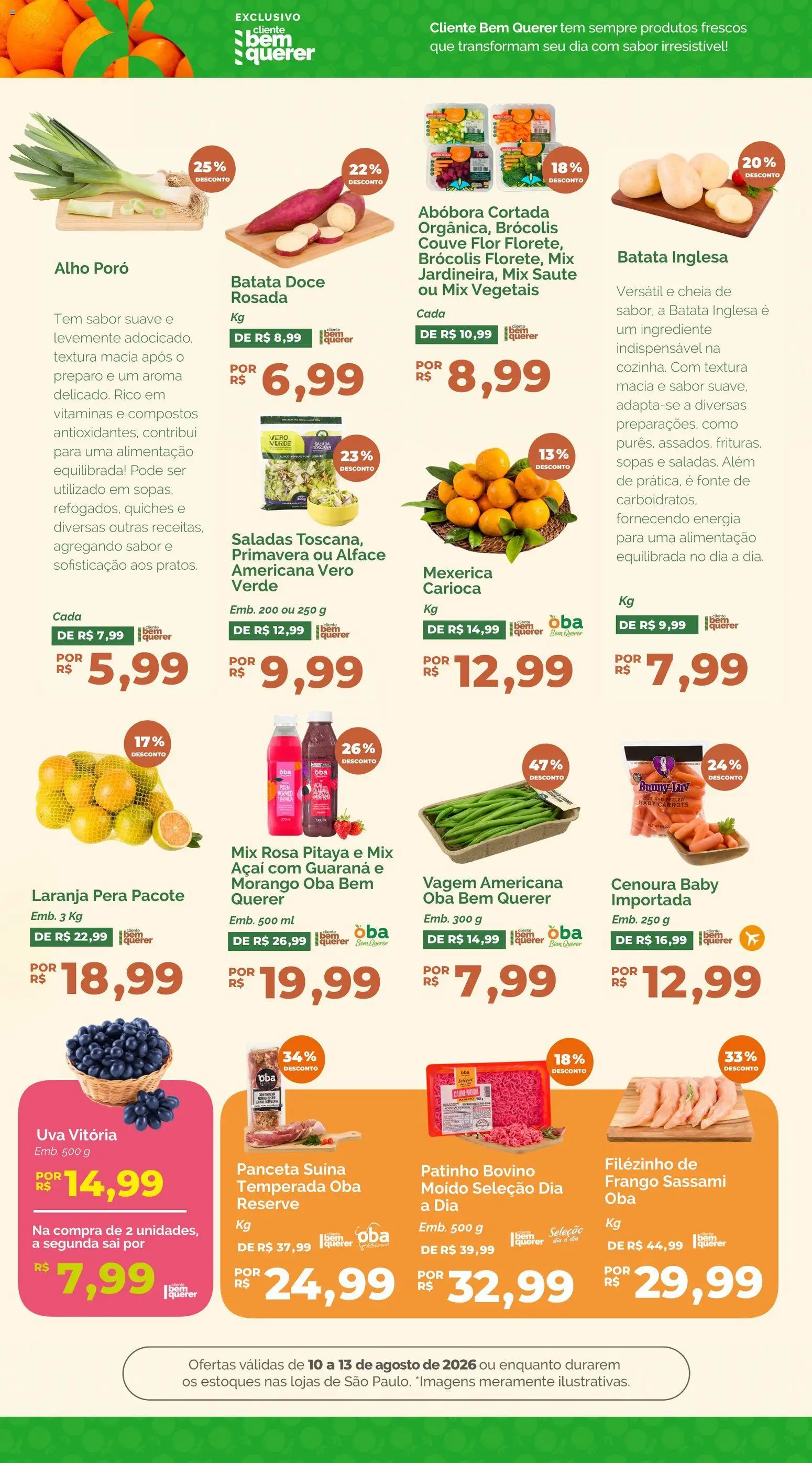 Oba Hortifruti Folheto - válido de 10/08/2026 | Página: 5 | Produtos: Uva, Alface, Doce, Batata