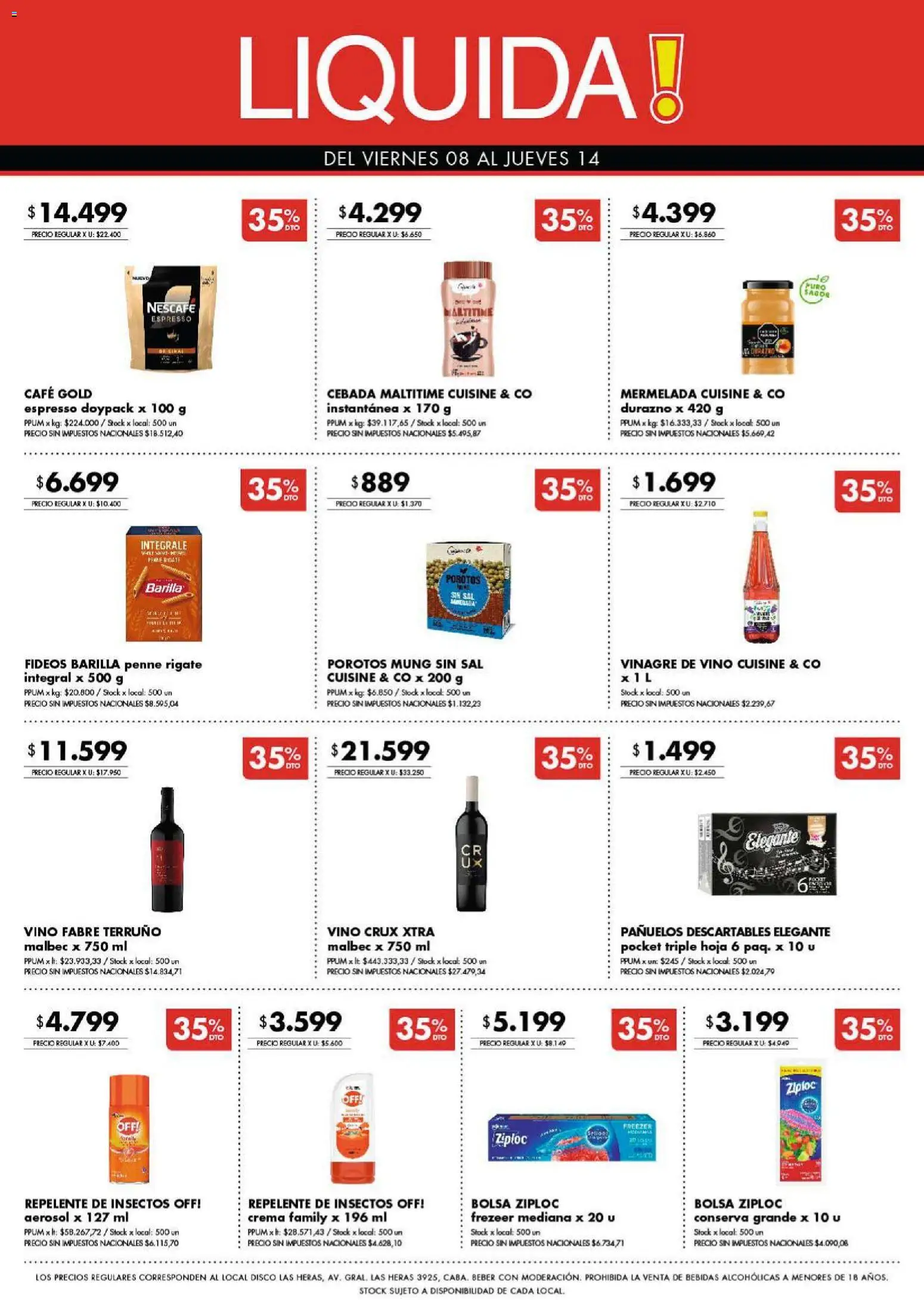 Disco - Superofertas │ válido desde el 08.05.2026 | Página: 10 | Productos: Vinagre, Café, Vino, Crema